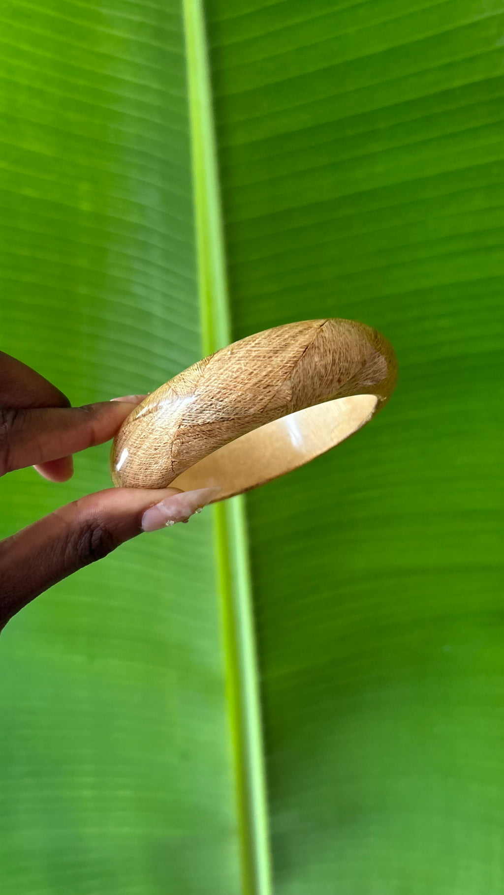 Vintage Eco-Chic Wooden Bangle with Resin Finish