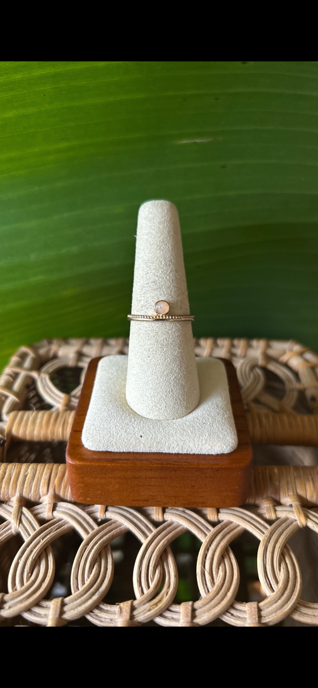 Dainty opal gold ring