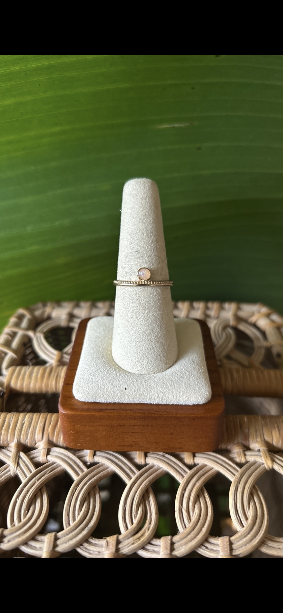 Dainty opal gold ring