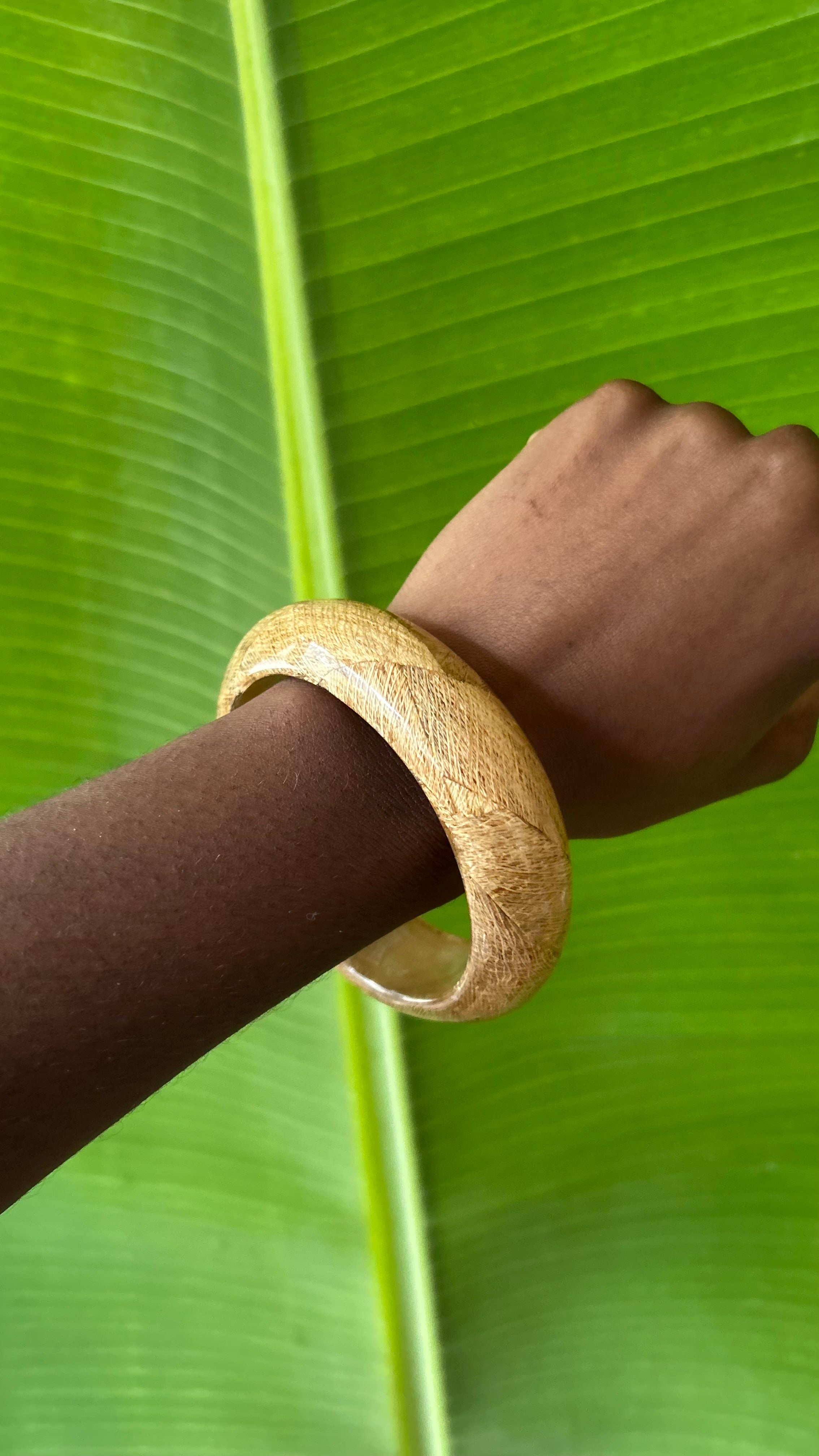 Vintage Eco-Chic Wooden Bangle with Resin Finish