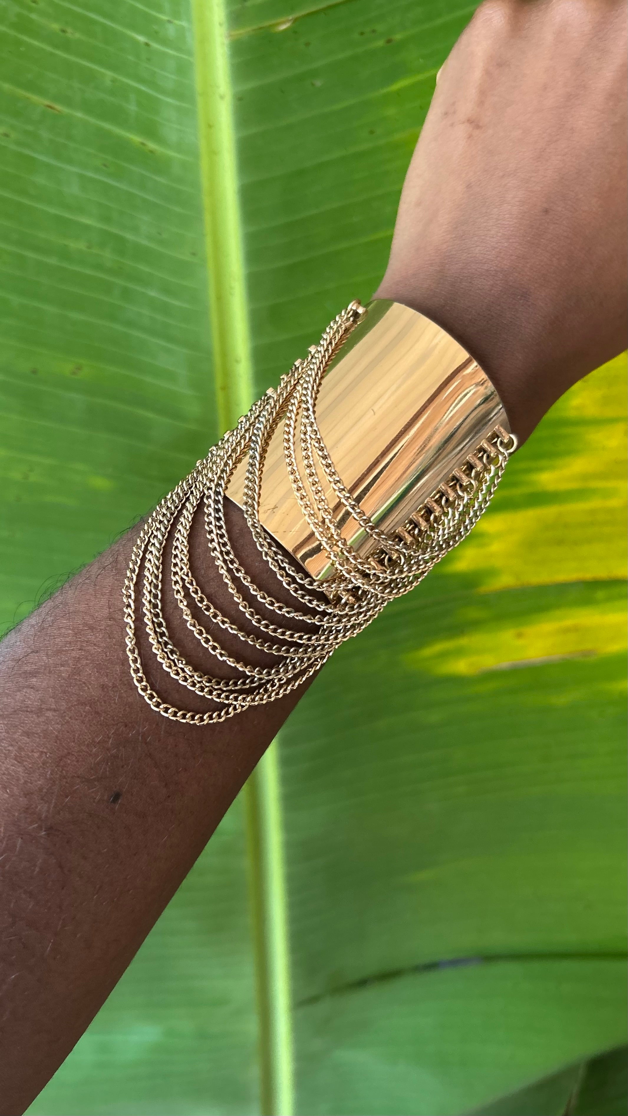 Gold chain cuff