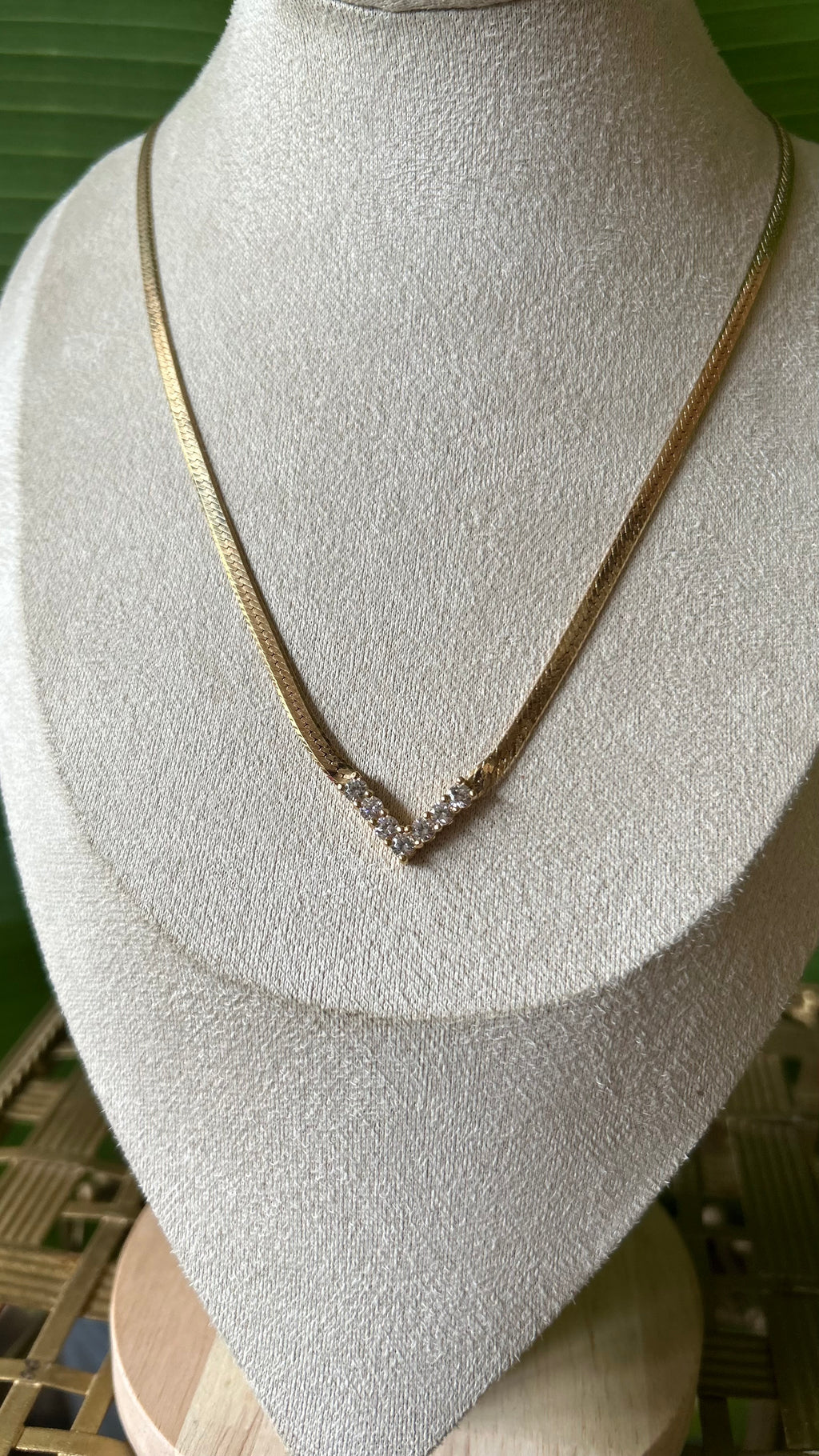 Vintage Golden V Crystal necklace