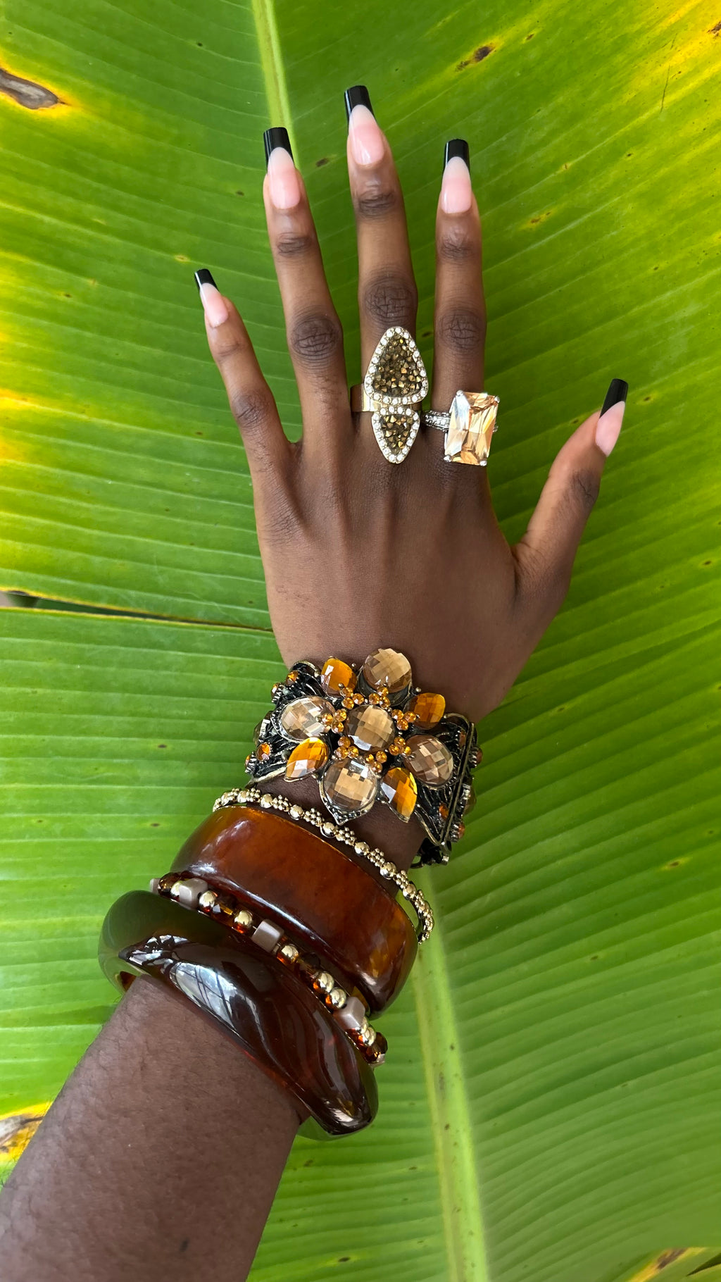 Honey Citrine Blossom Bangle stack