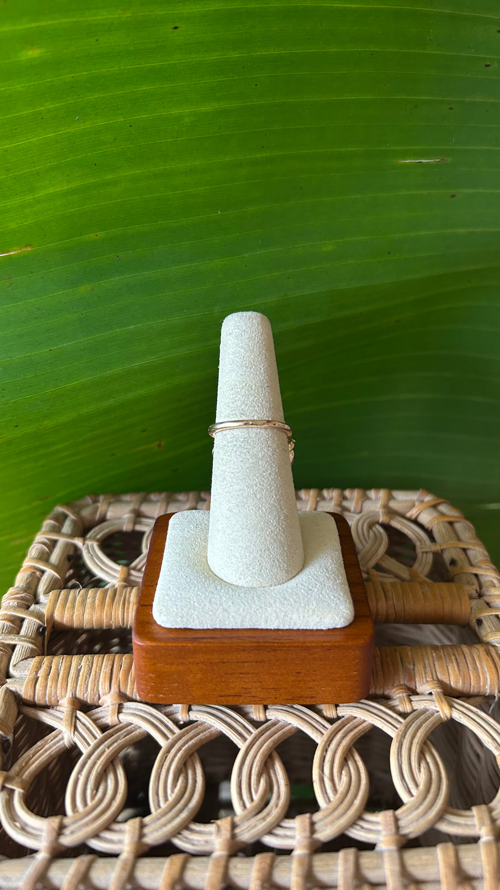 Pink spiral crystal ring