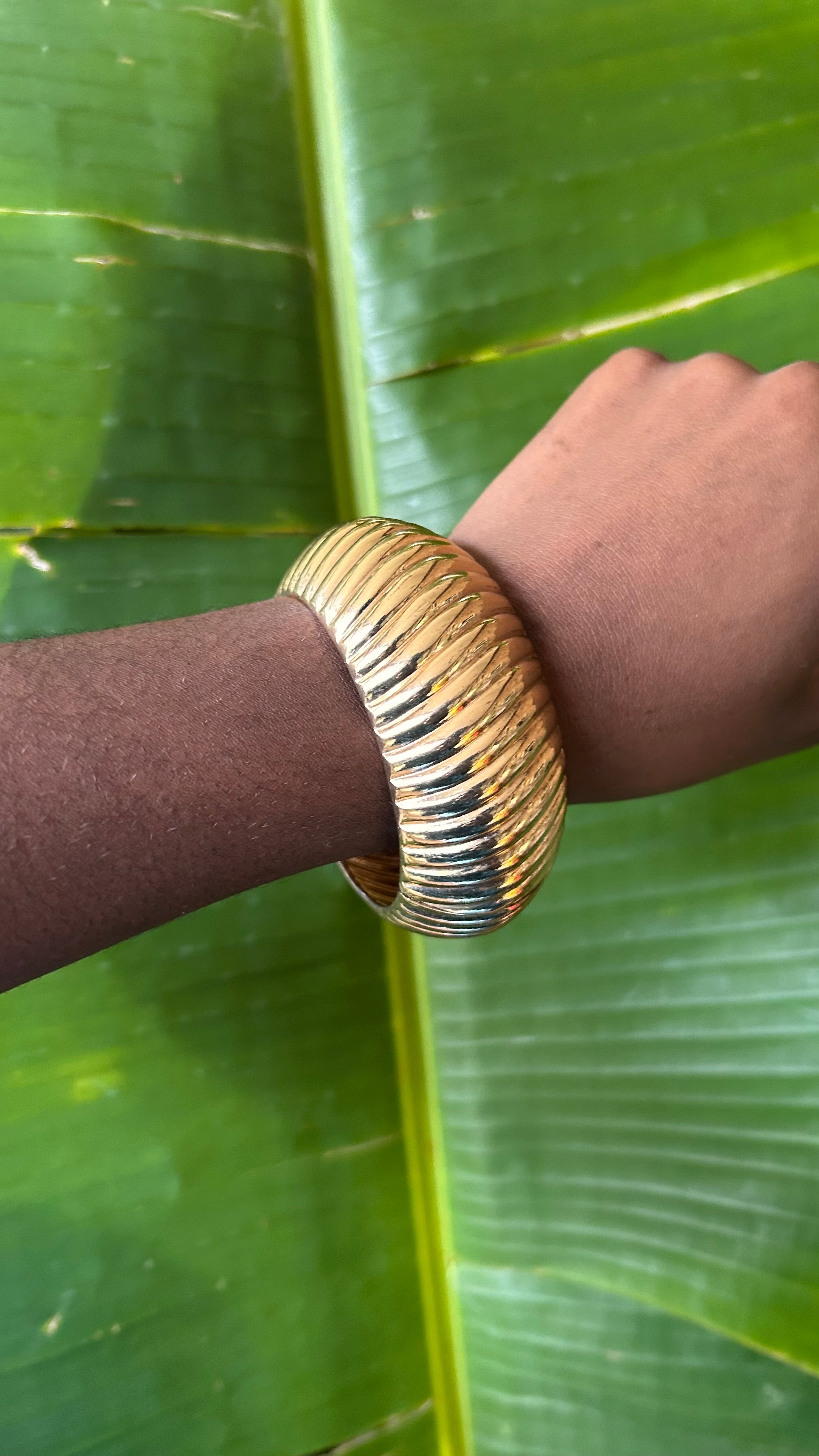 Sculpted Gold Clamper Bangle