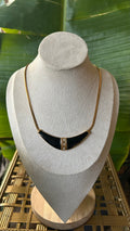 90s vintage black gold enamel rhinestone necklace