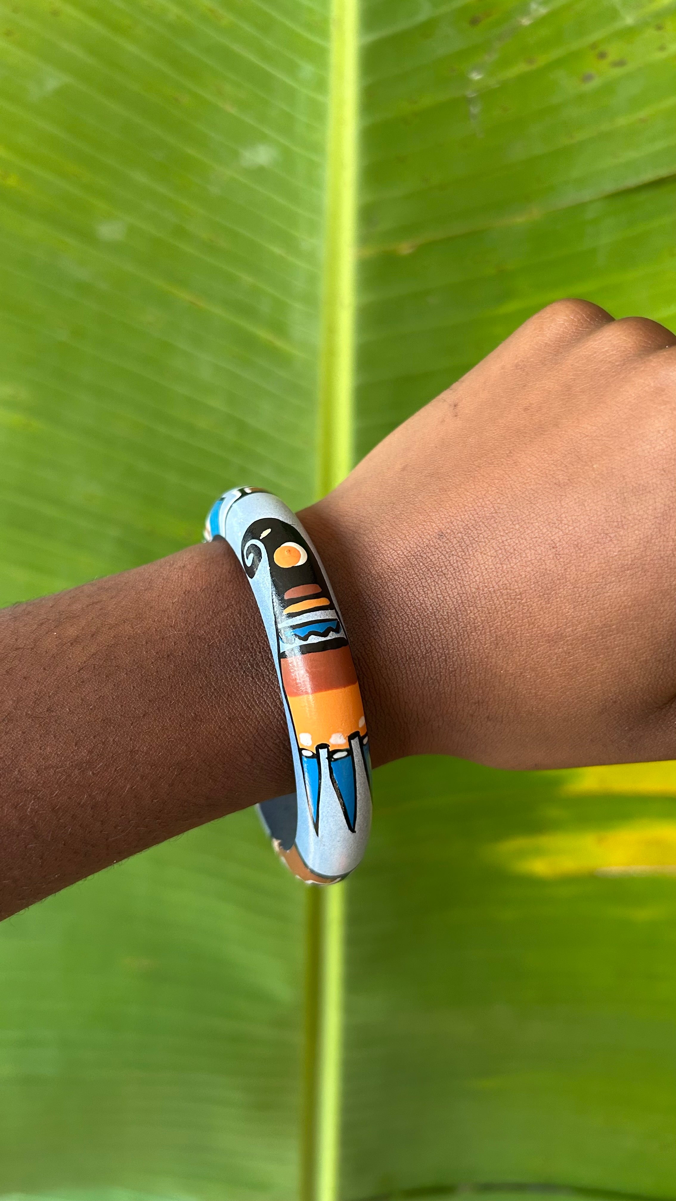 Handpainted Bird wooden bangle