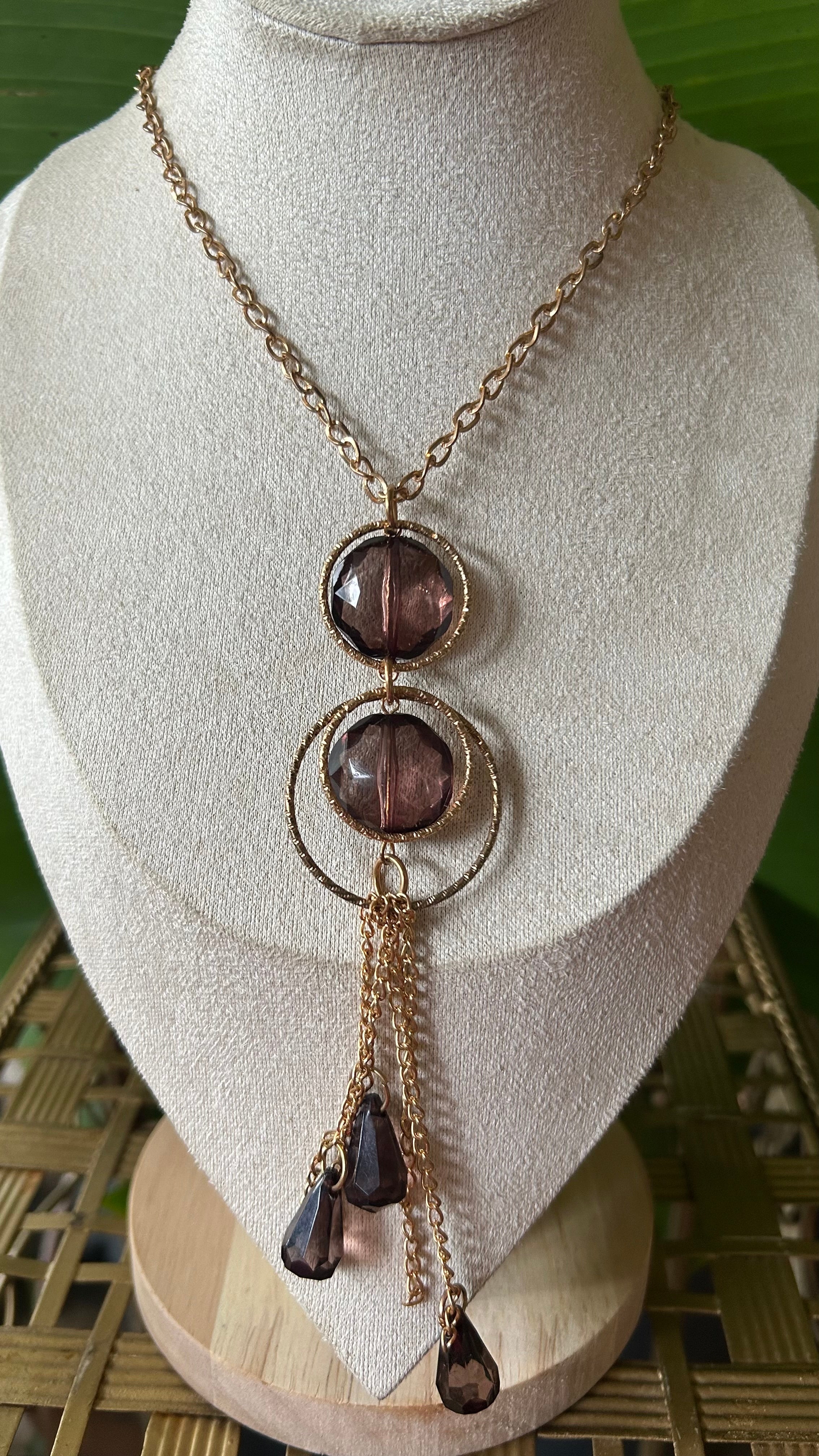 Smoky Velvet Drop tassel Necklace