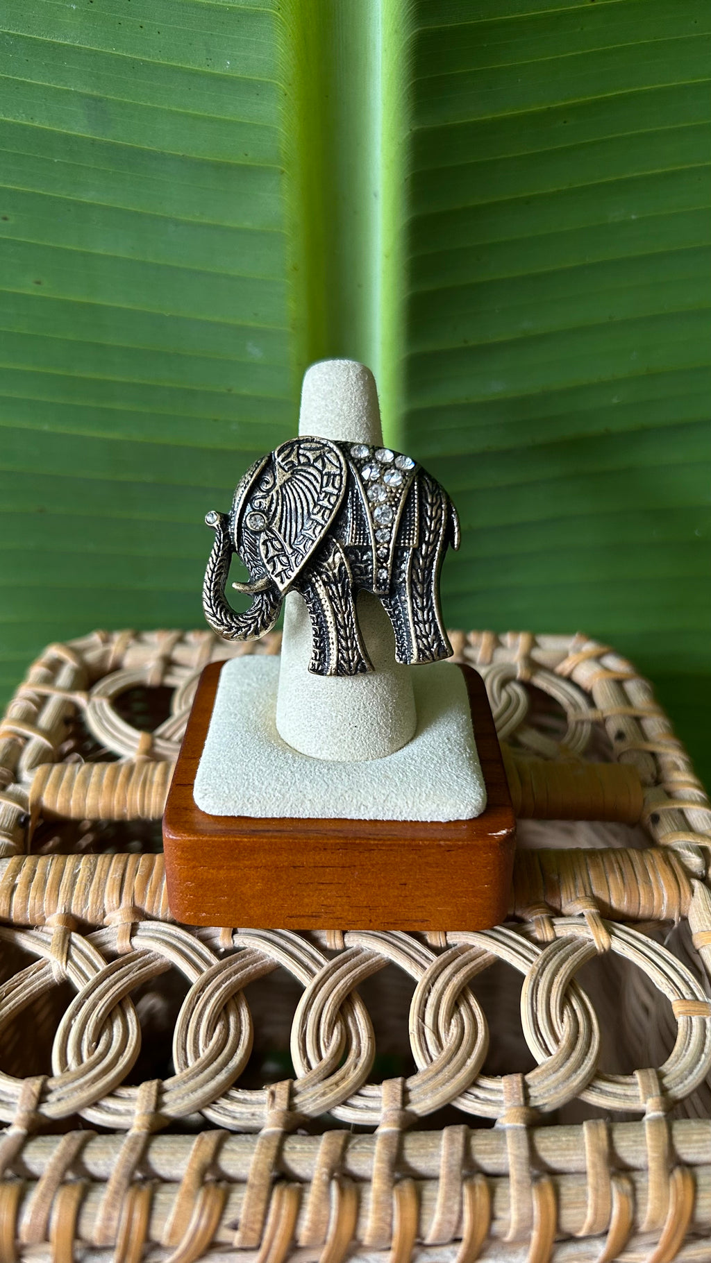 Bronze Elephant Crystal  ring