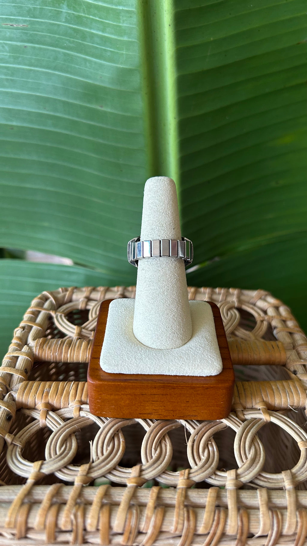 Red crystal watch silver ring