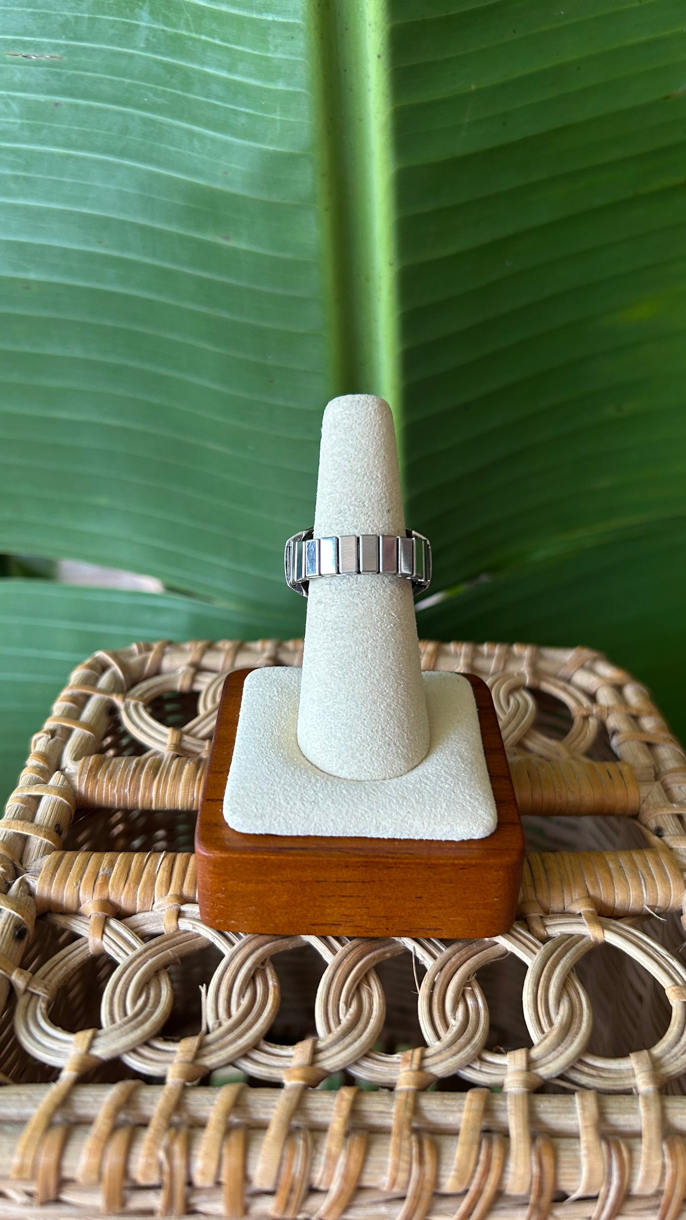 Red crystal watch silver ring