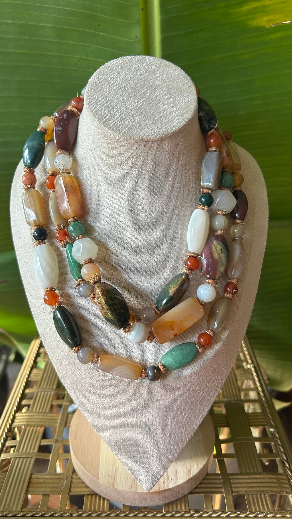 Earth-Toned Glass Beaded Necklace