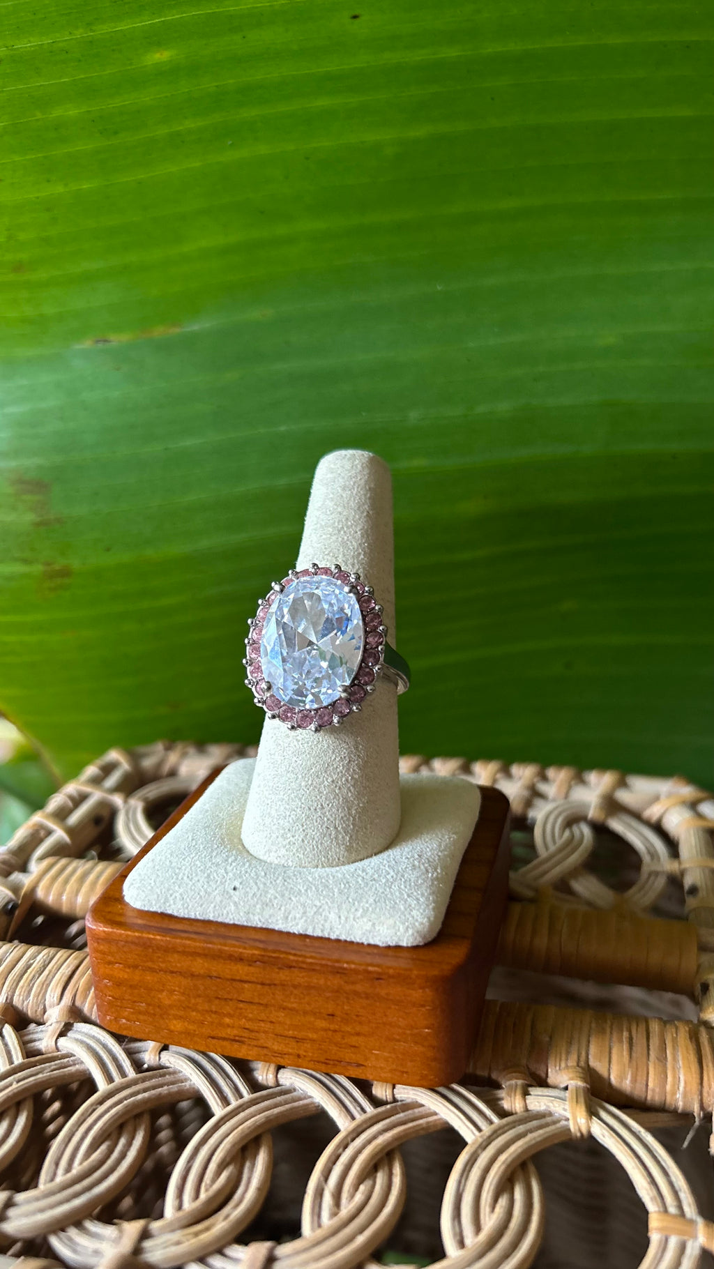 Oval Blush Halo Ring