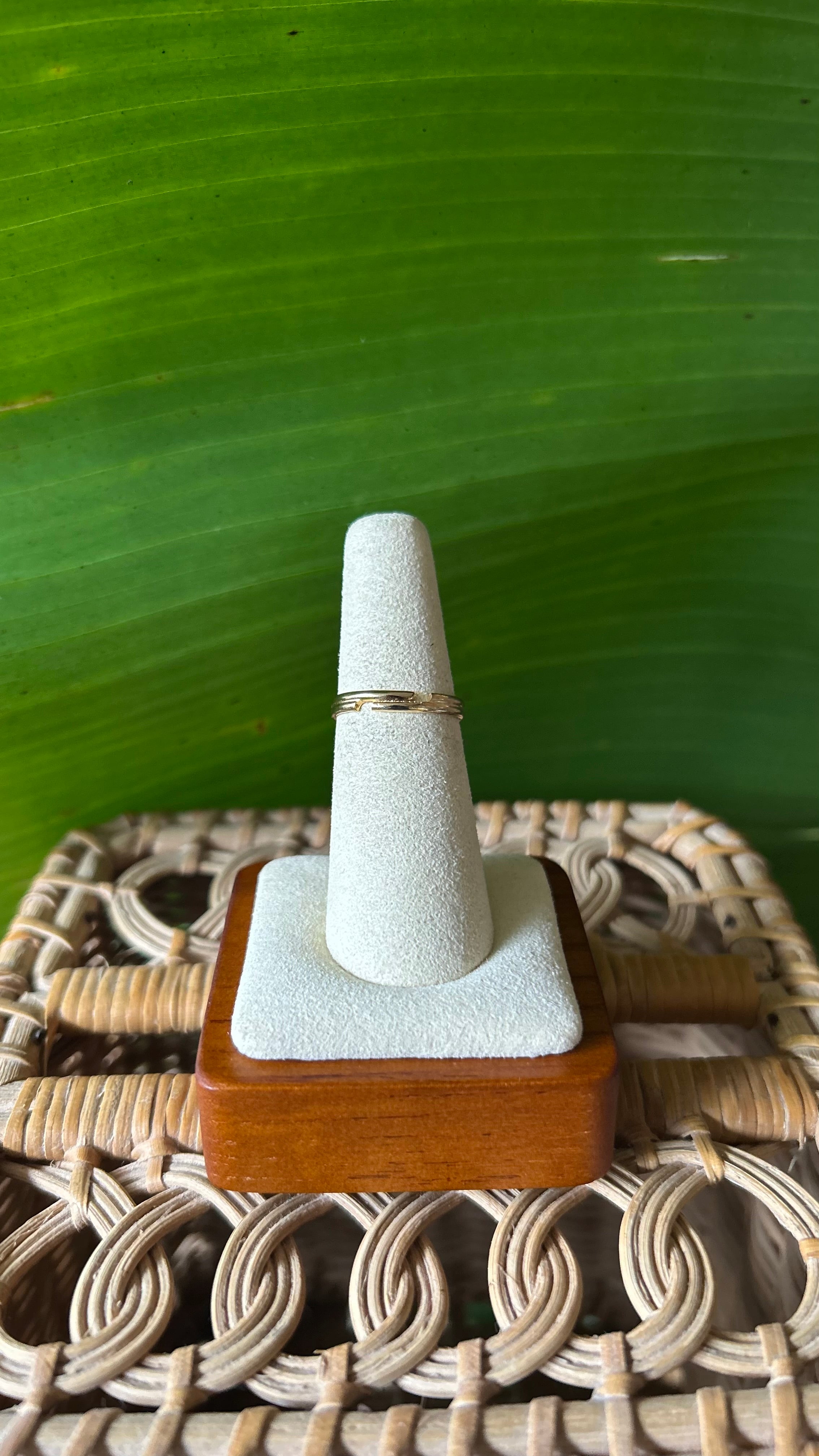 Gold flower crystal adjustable ring