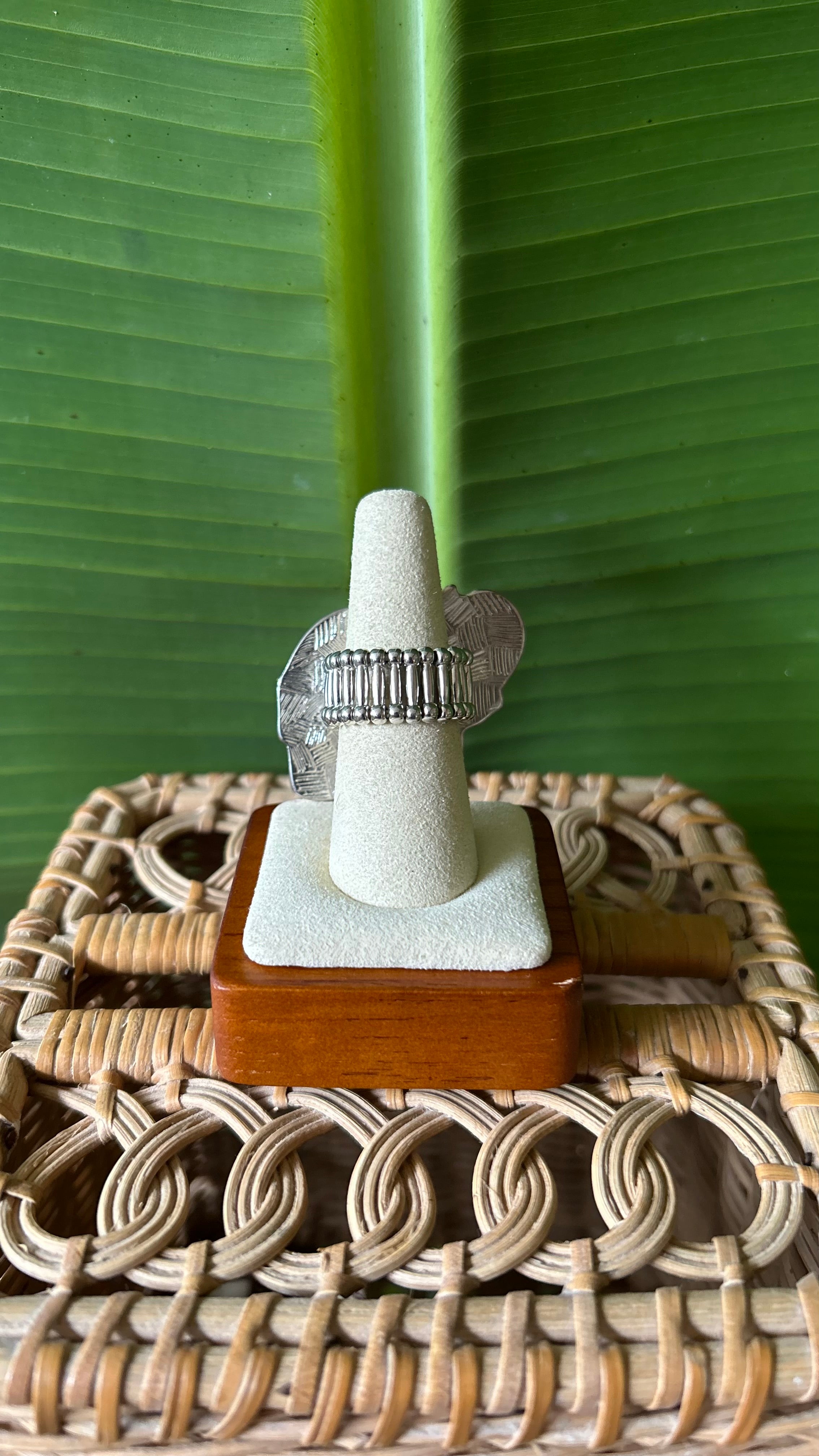 Beaded Blue Elephant stretch Ring