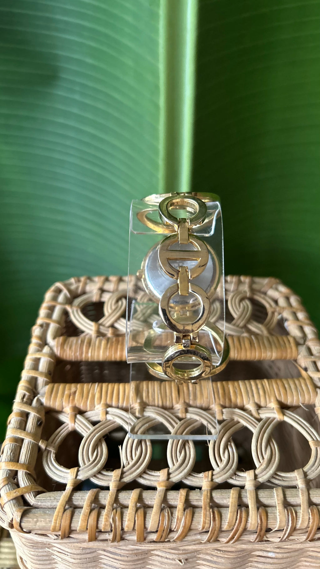 Y2K Minicci Quartz Gold Watch w Crystal Bezel