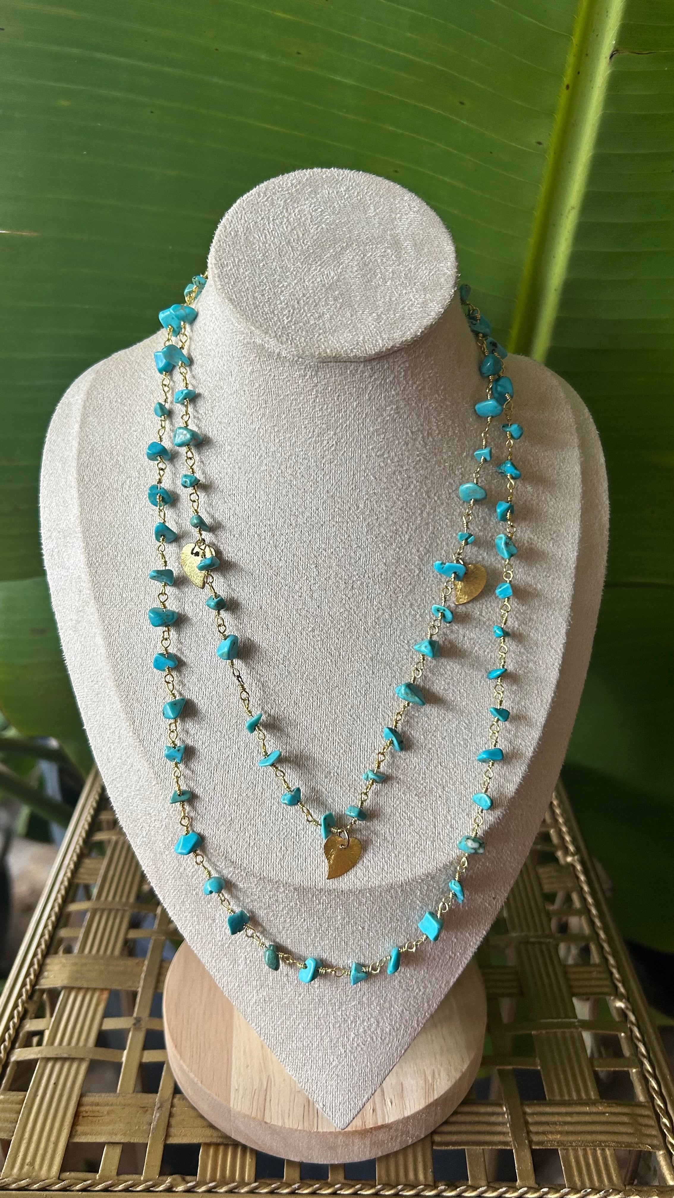 Goldstone Turquoise chips necklace