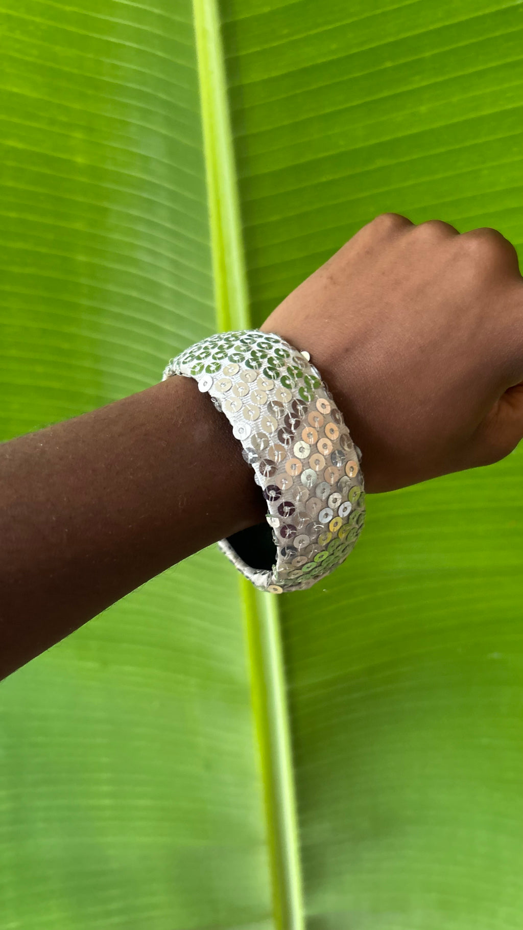 Y2K silver sequin bangle