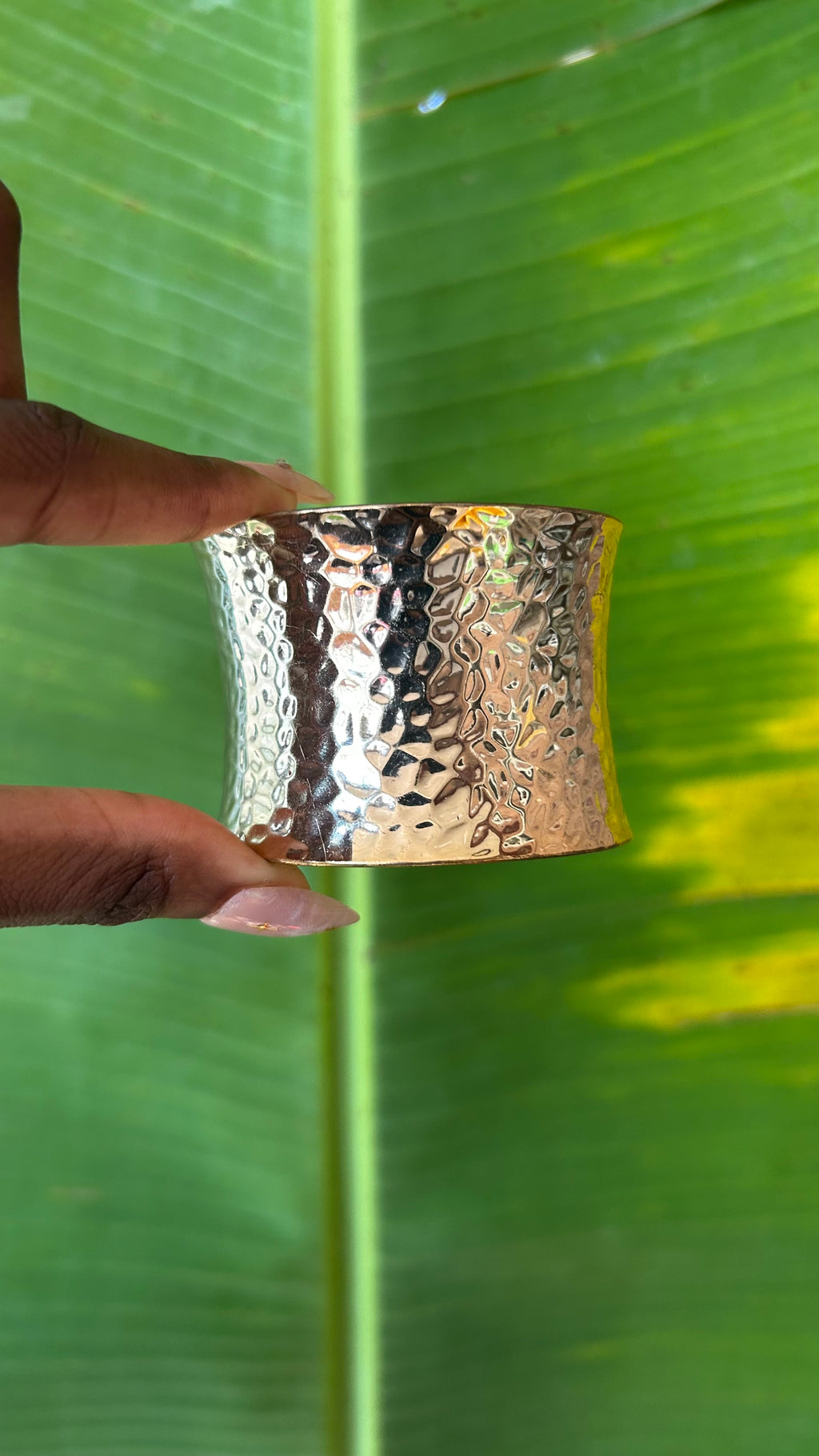 Gold hammered adjustable cuff