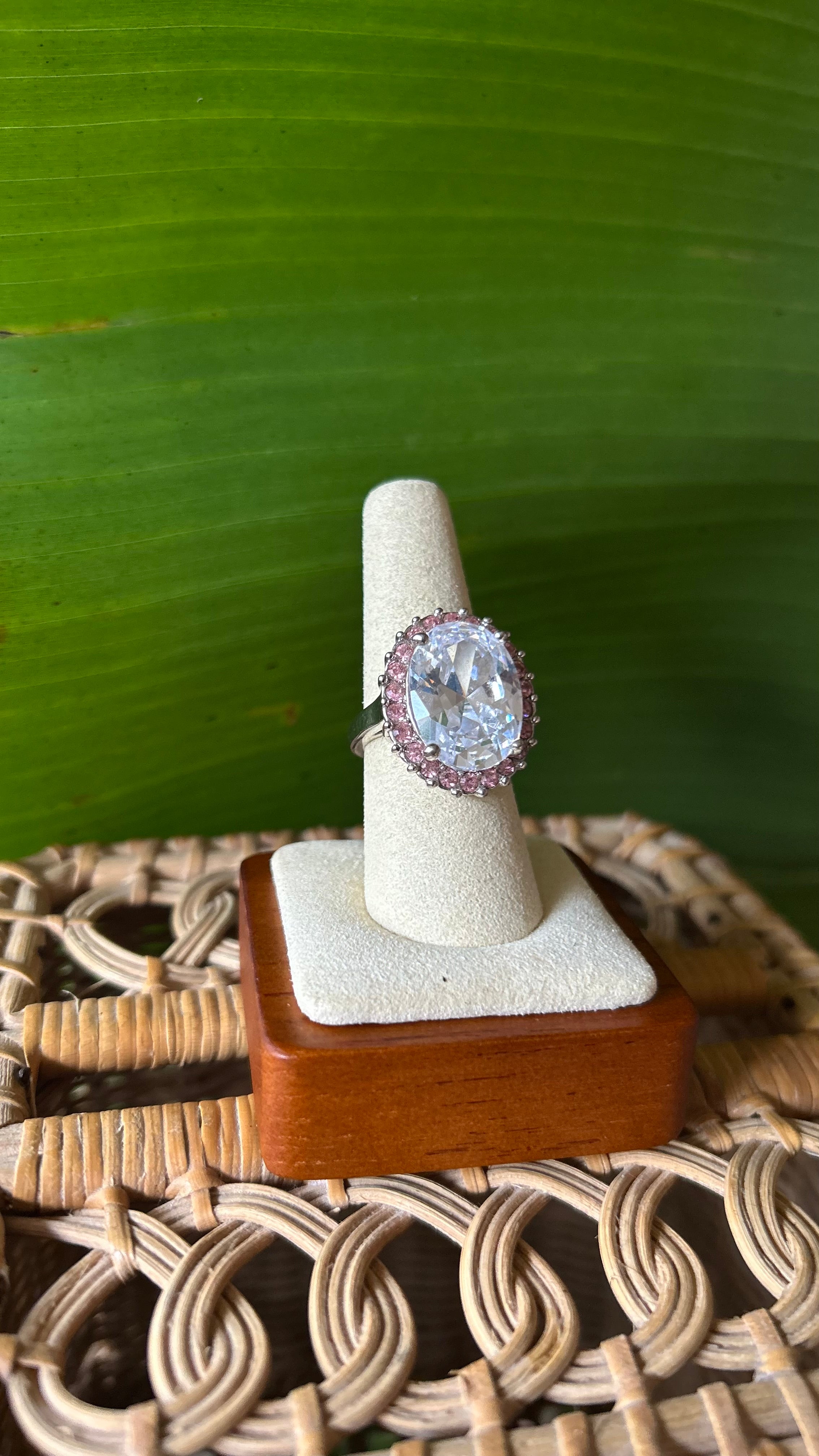 Oval Blush Halo Ring