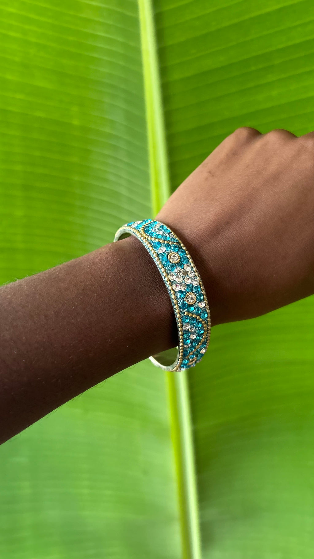 Blue crystal beaded bangle