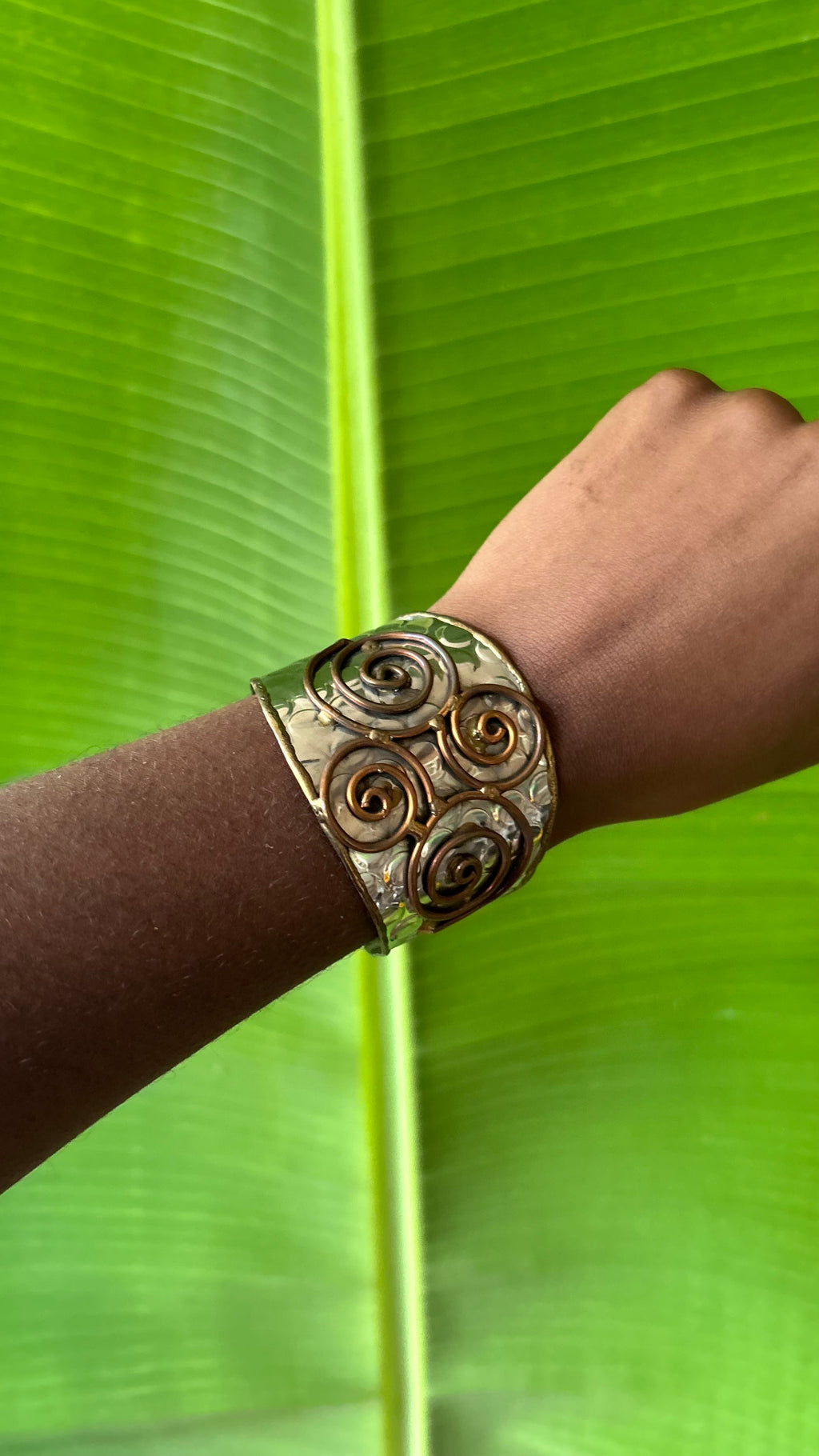 Copper spiral adjustable cuff