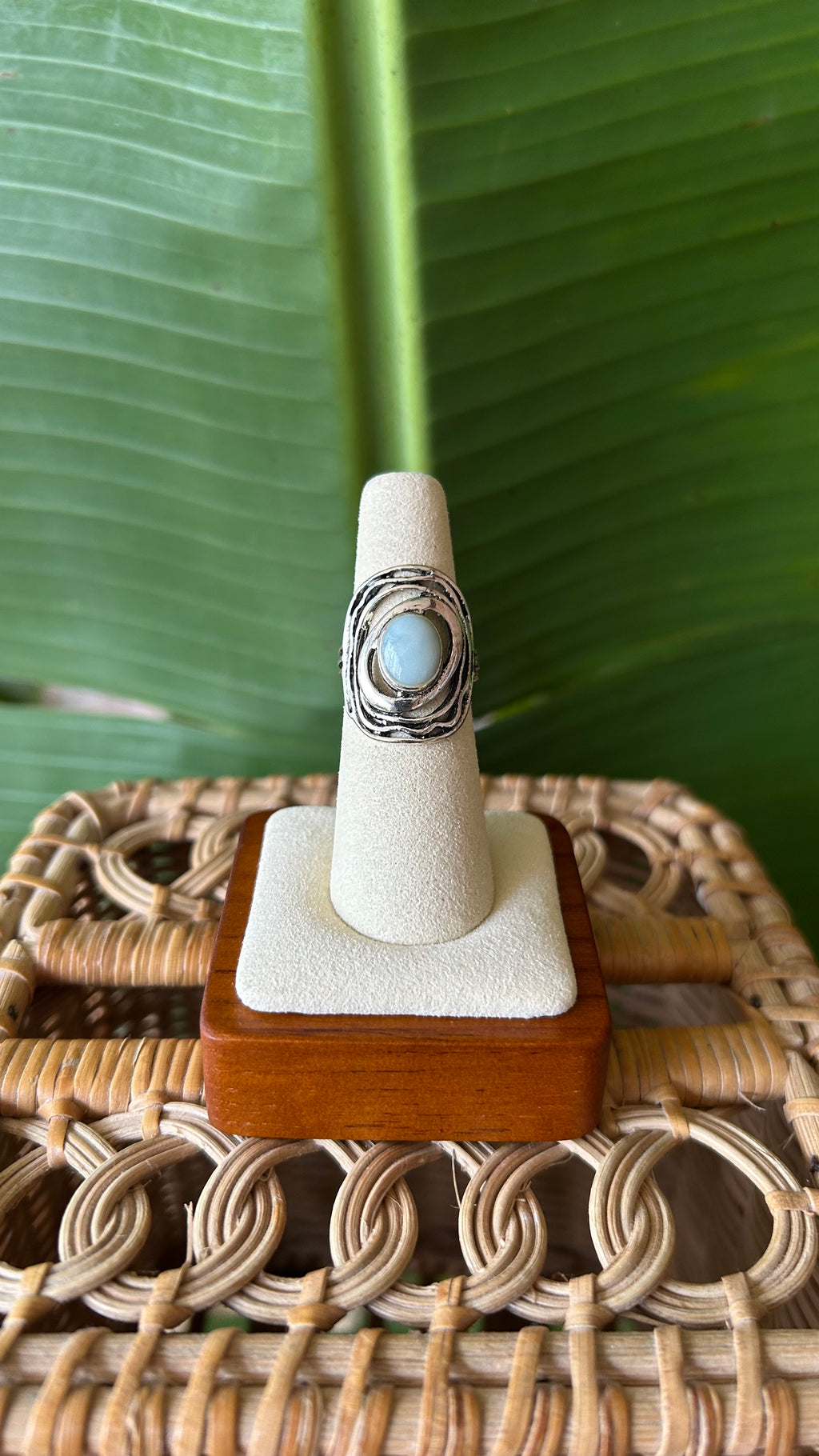 Boho silver blue ring