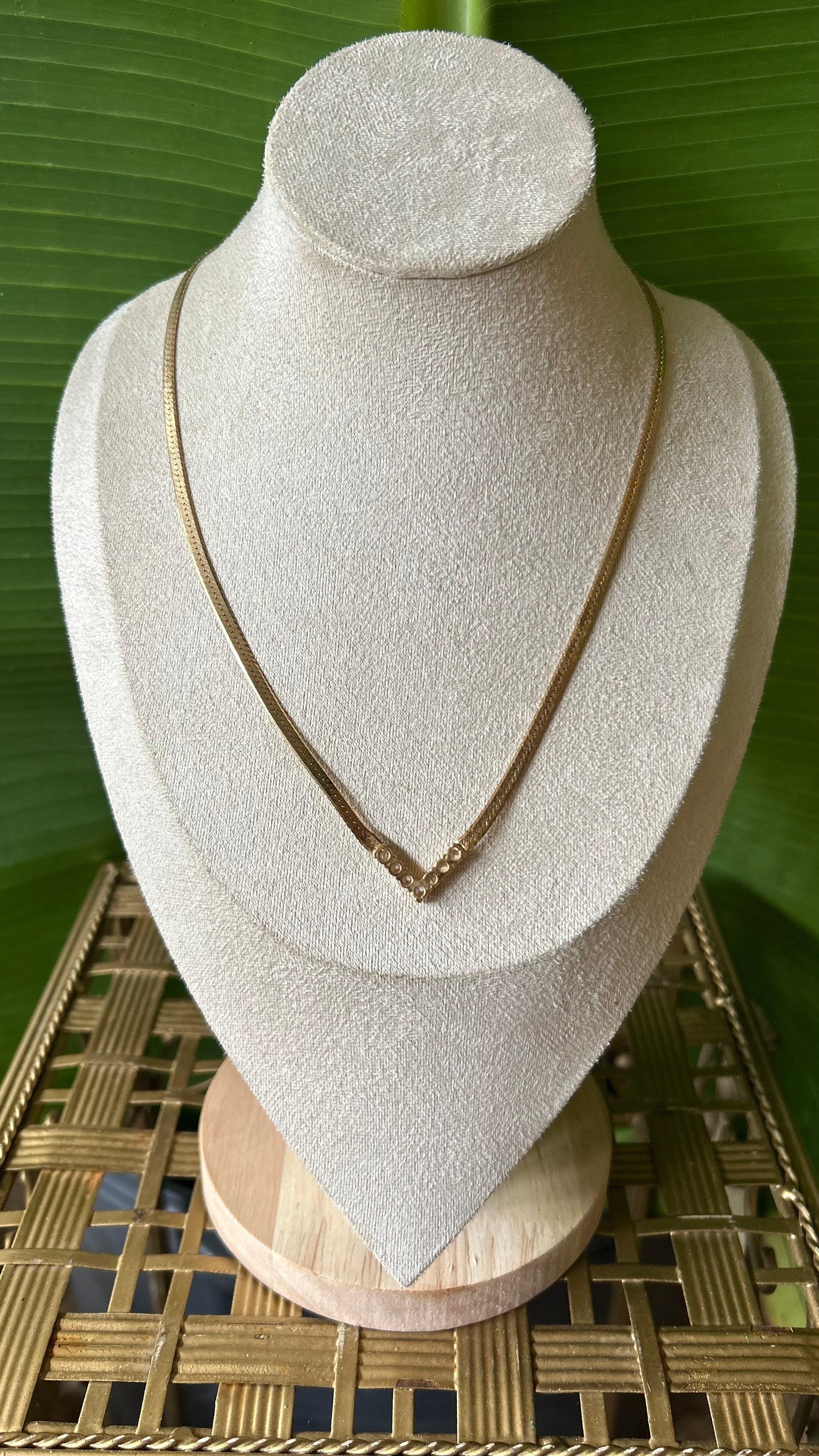 Vintage Golden V Crystal necklace