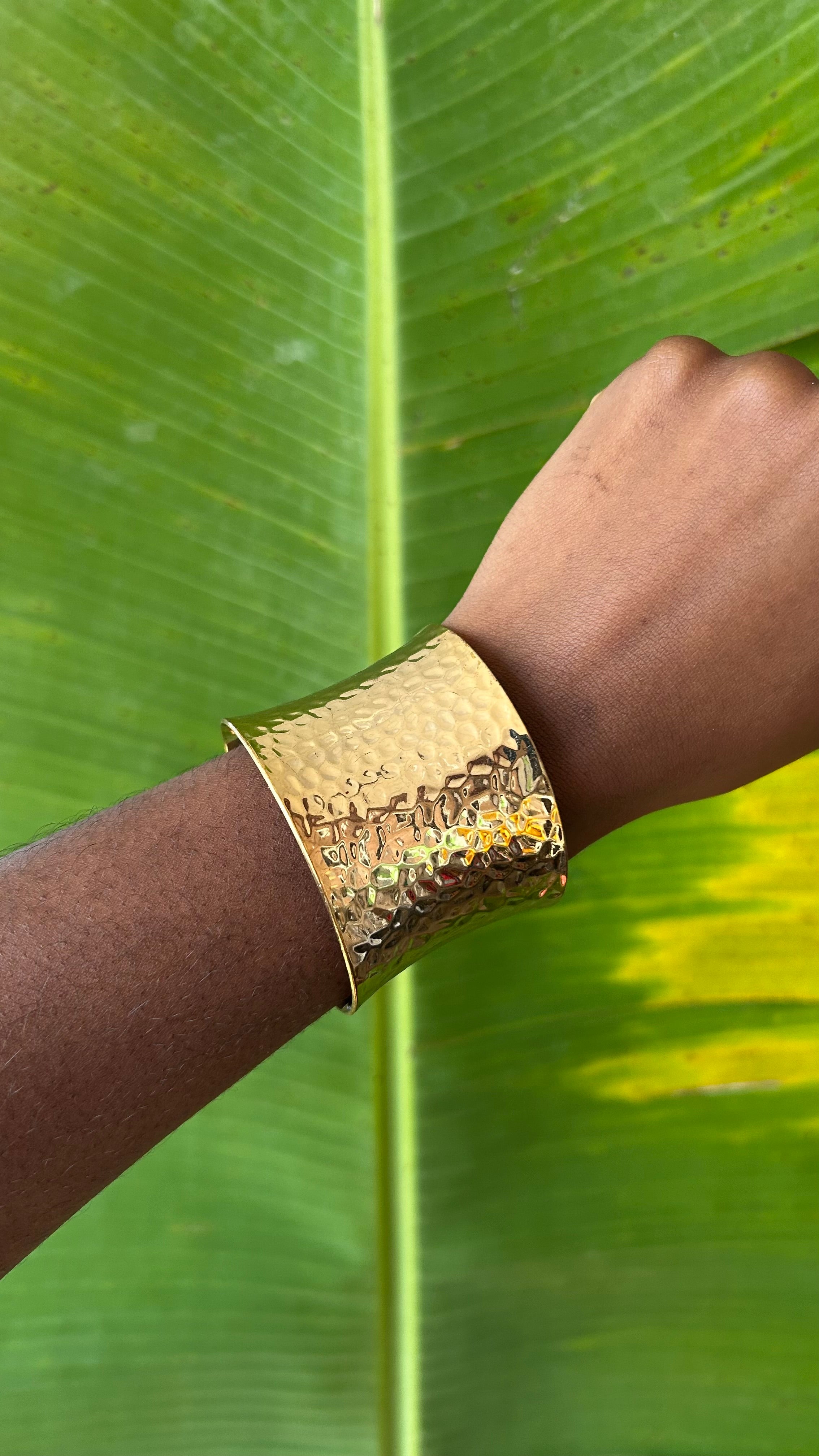 Gold hammered adjustable cuff