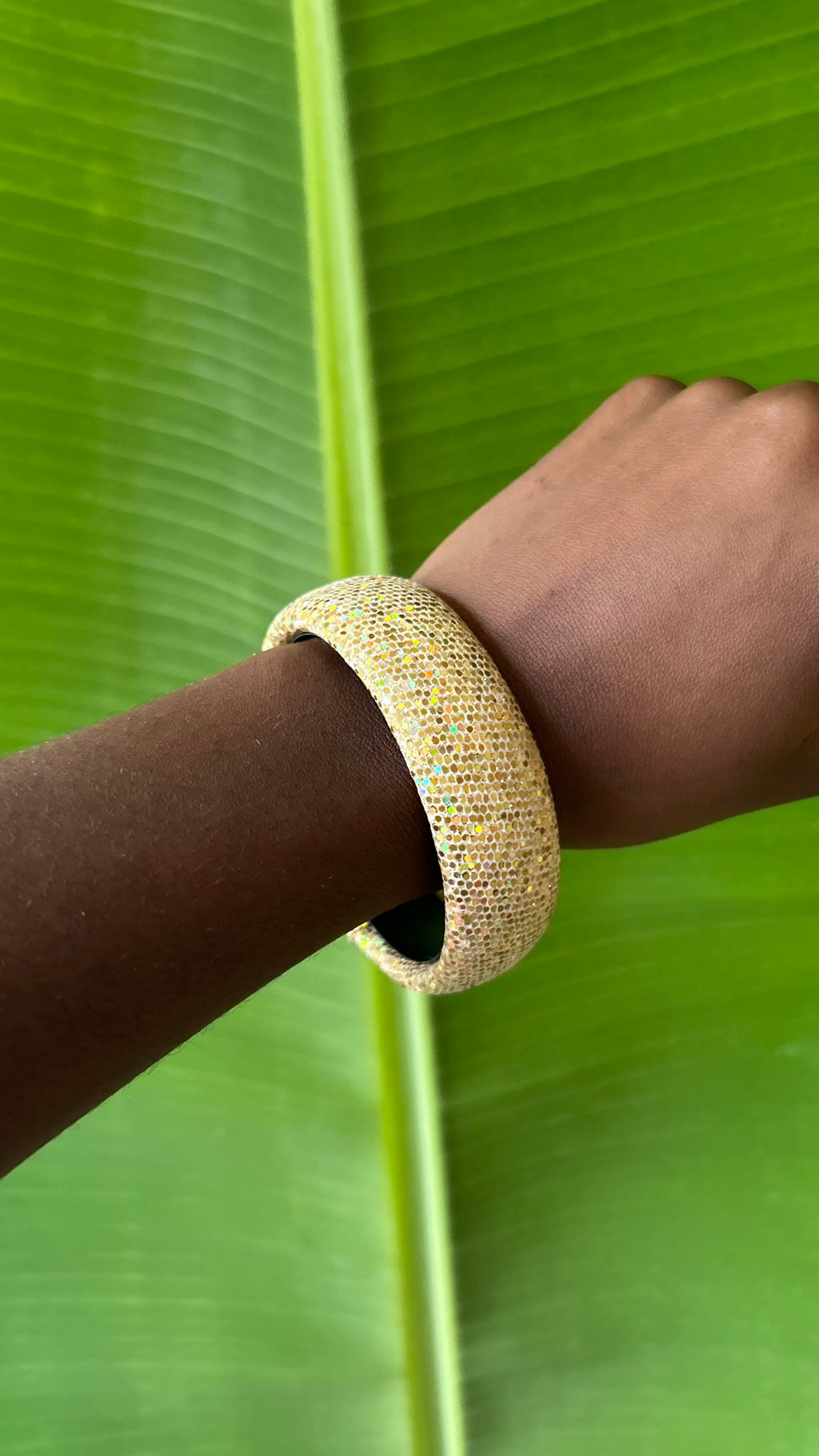 Gold iridescent sparkle bangle