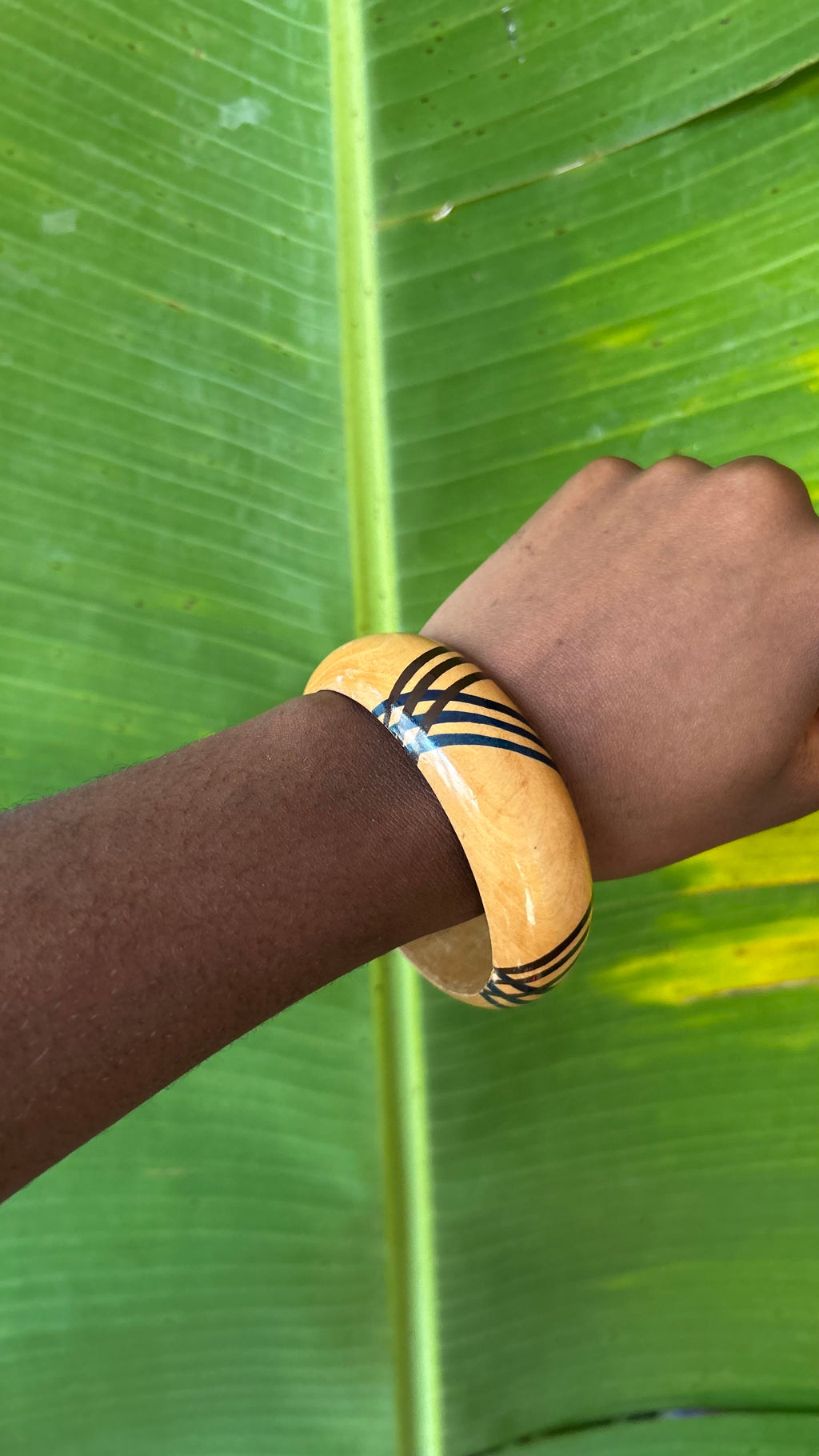 Wood striped bangle