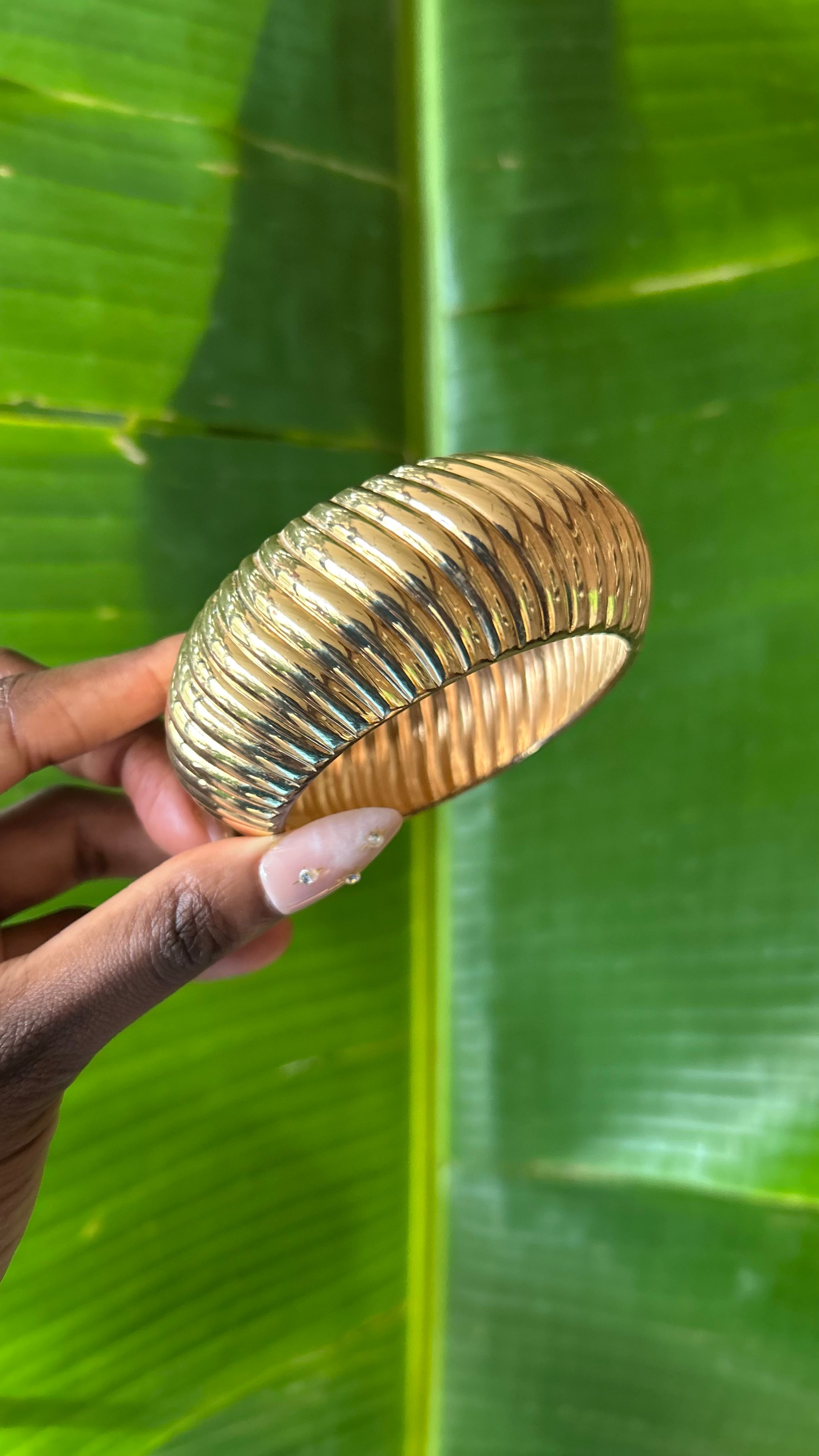 Sculpted Gold Clamper Bangle