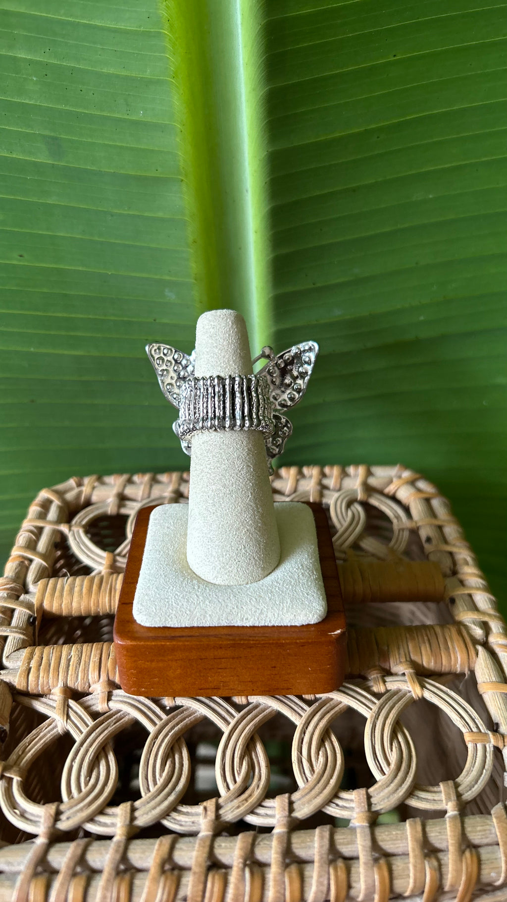 Purple Butterfly rhinestone stretch ring