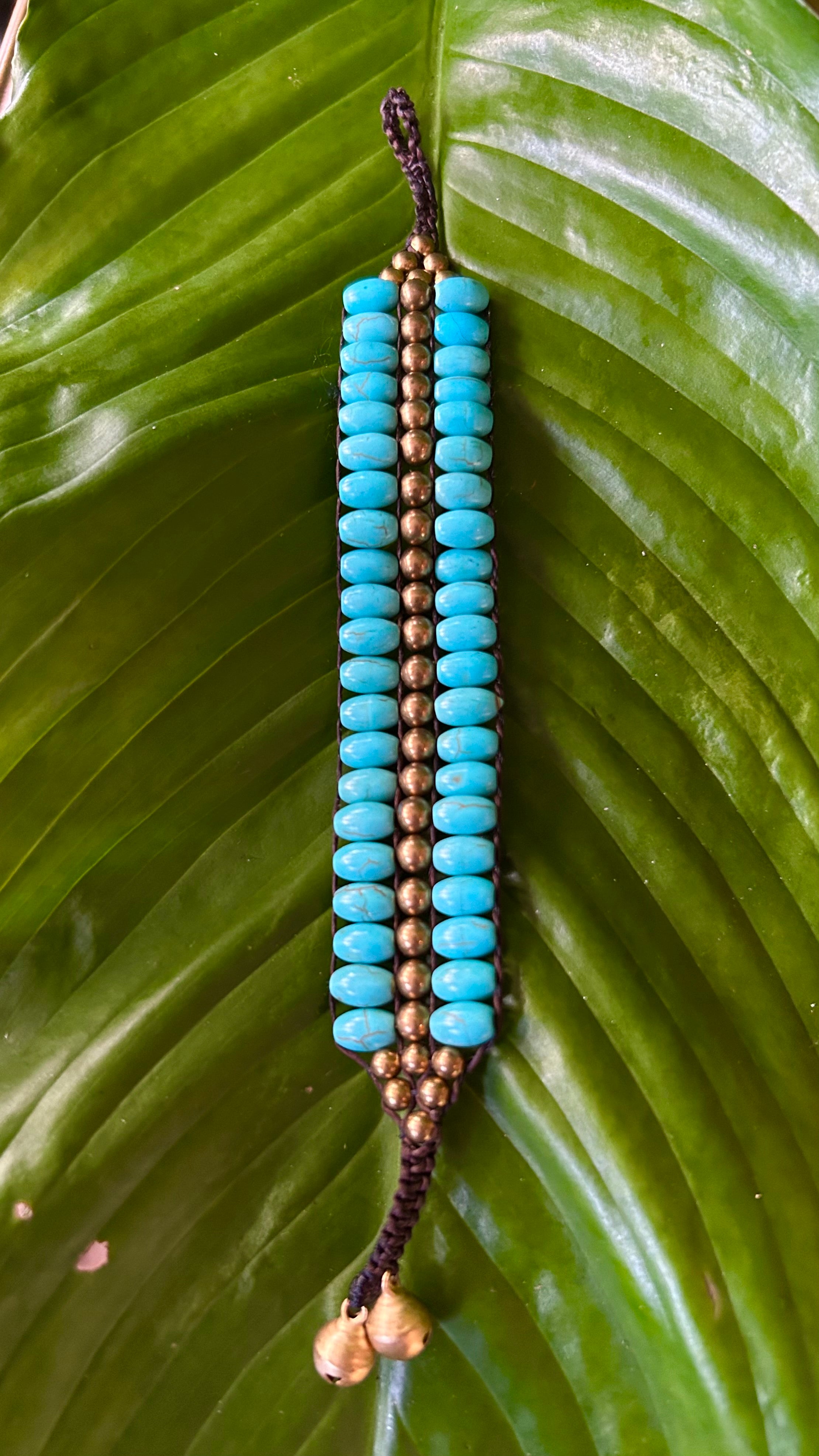 Bohemian turquoise bronze beaded bracelet