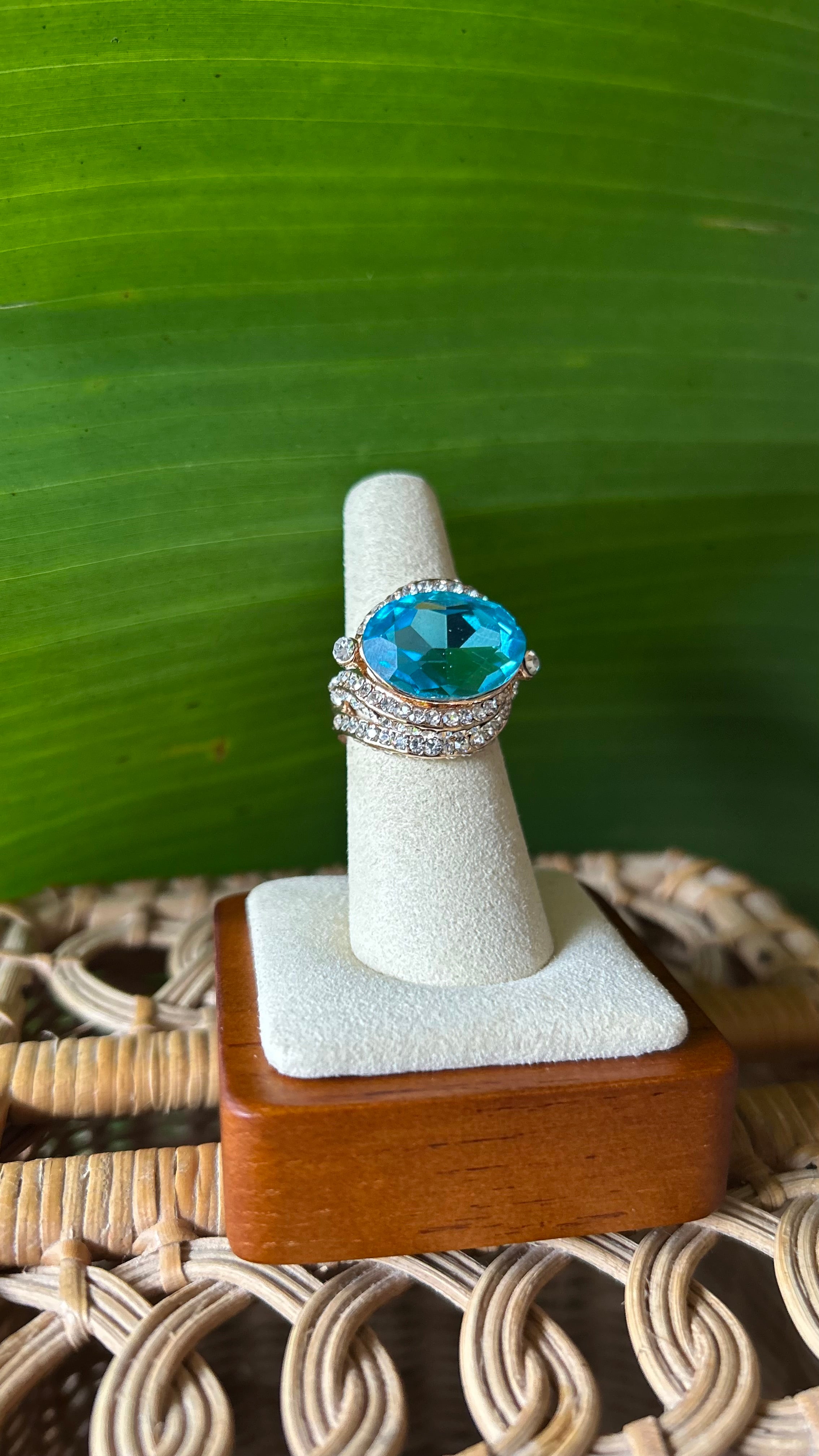 Capri blue crystal ring