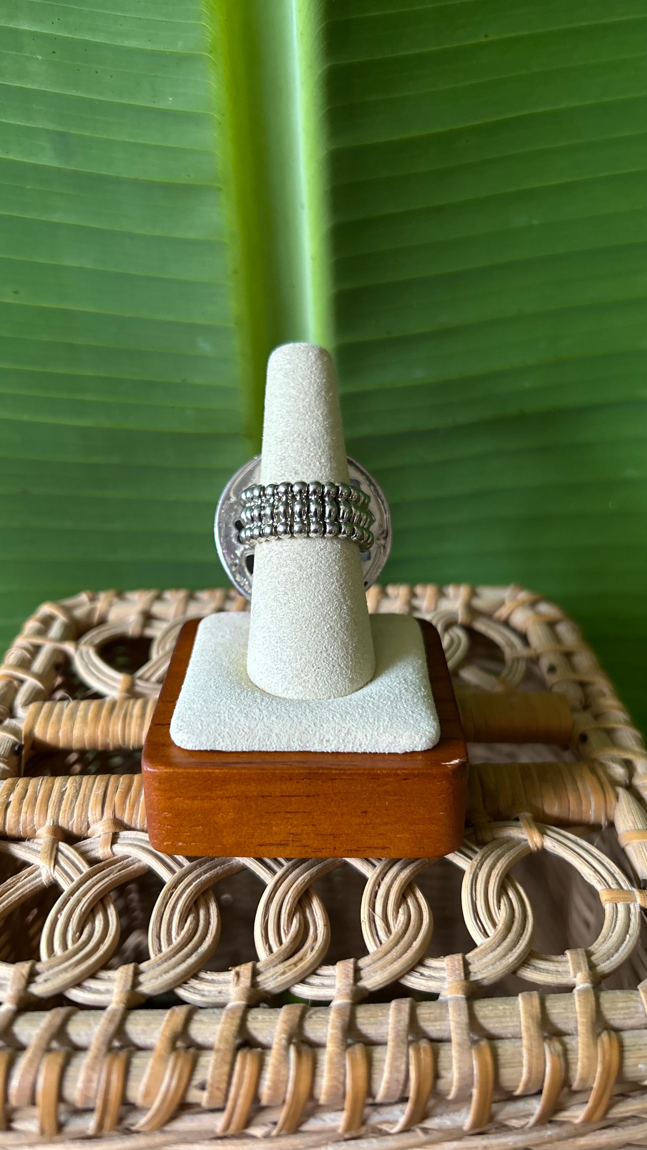 Pink Spike rhinestone ball stretch ring