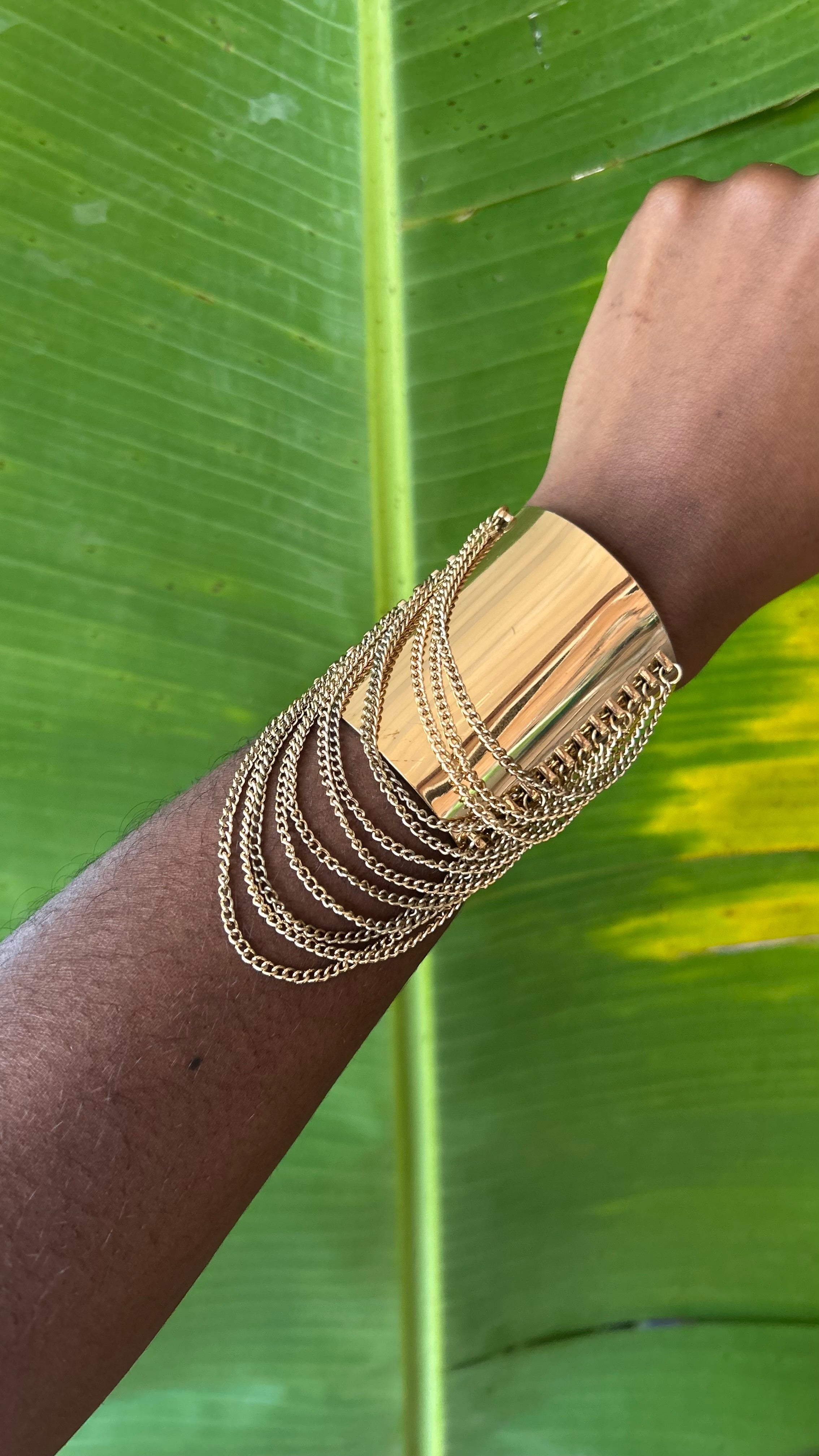 Gold chain cuff