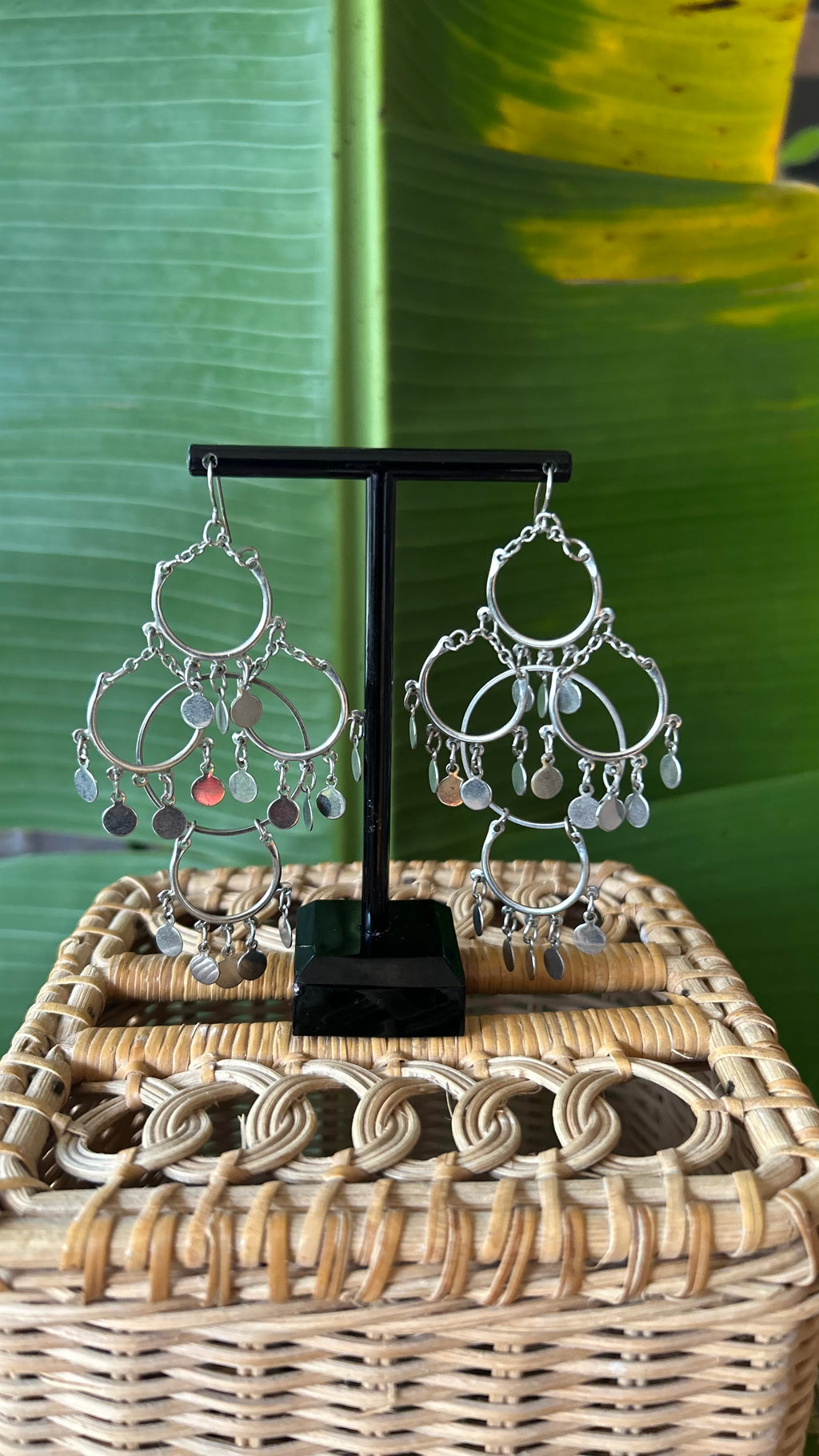 Silver chandelier dangle earrings