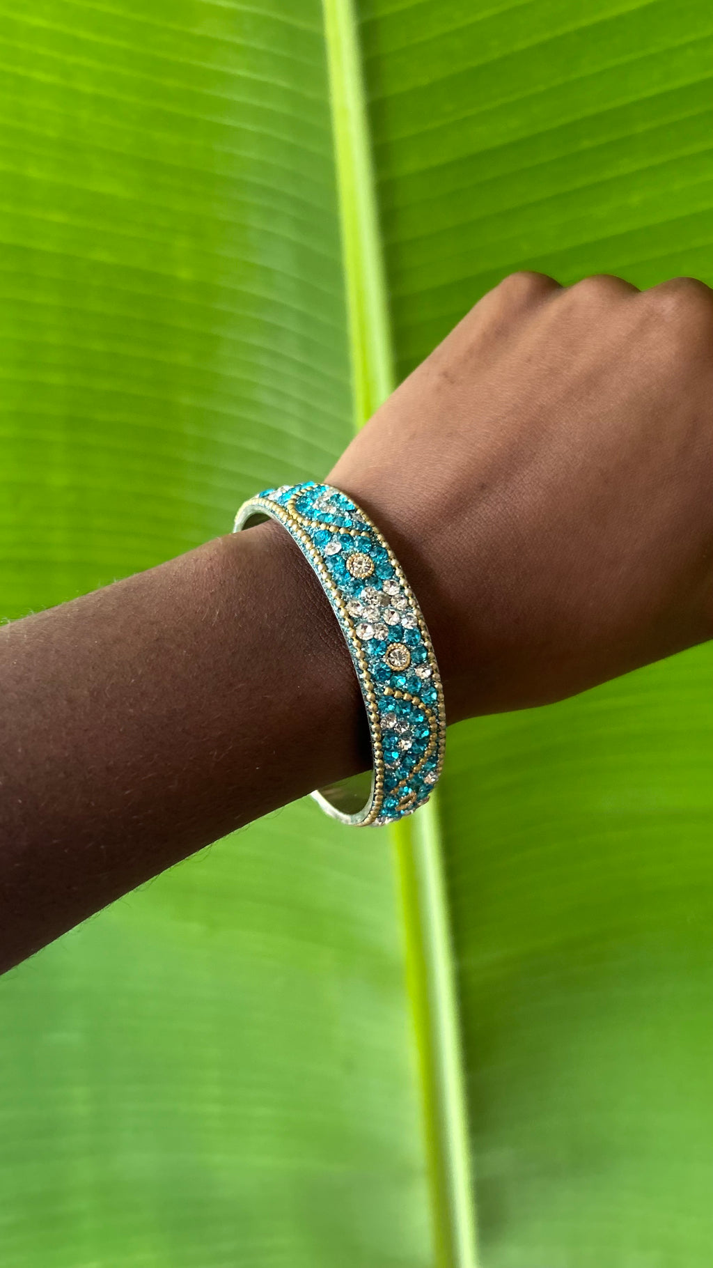 Blue crystal beaded bangle