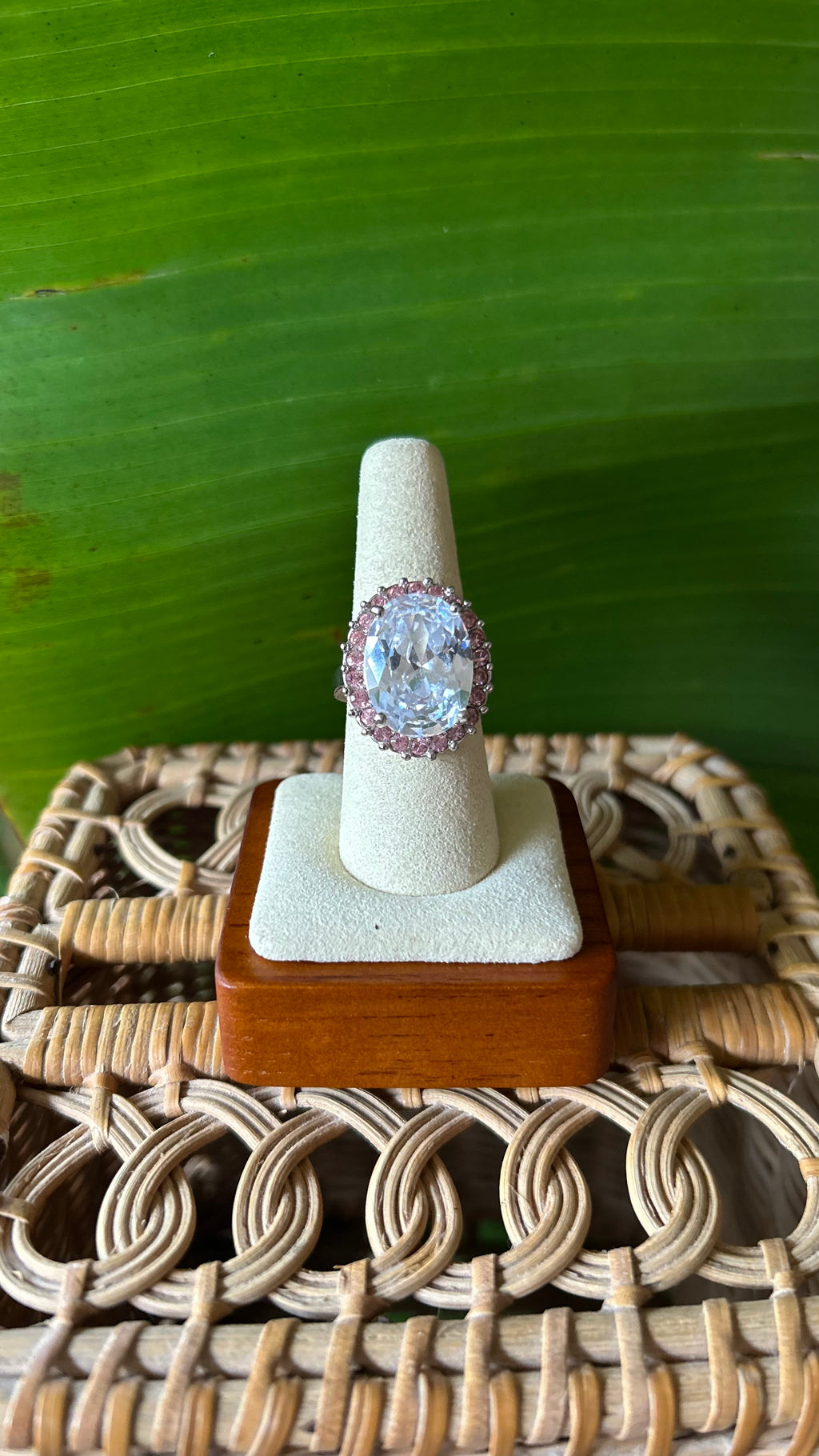 Oval Blush Halo Ring