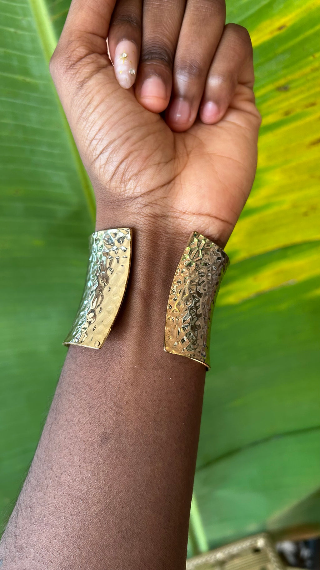 Gold hammered adjustable cuff