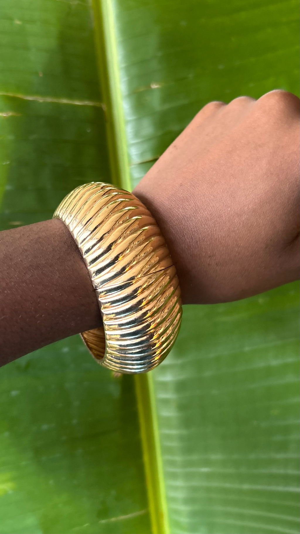 Sculpted Gold Clamper Bangle