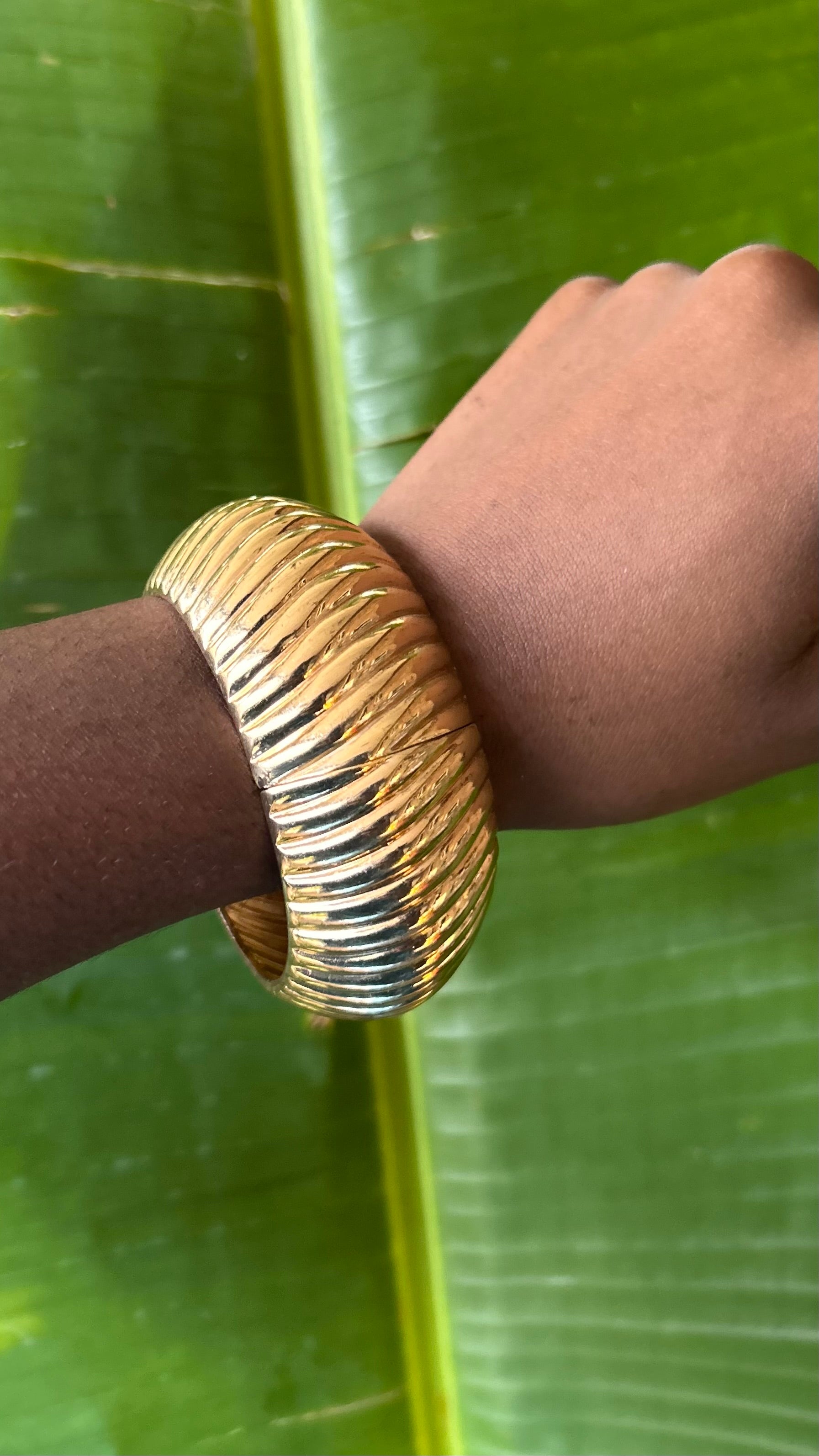 Sculpted Gold Clamper Bangle