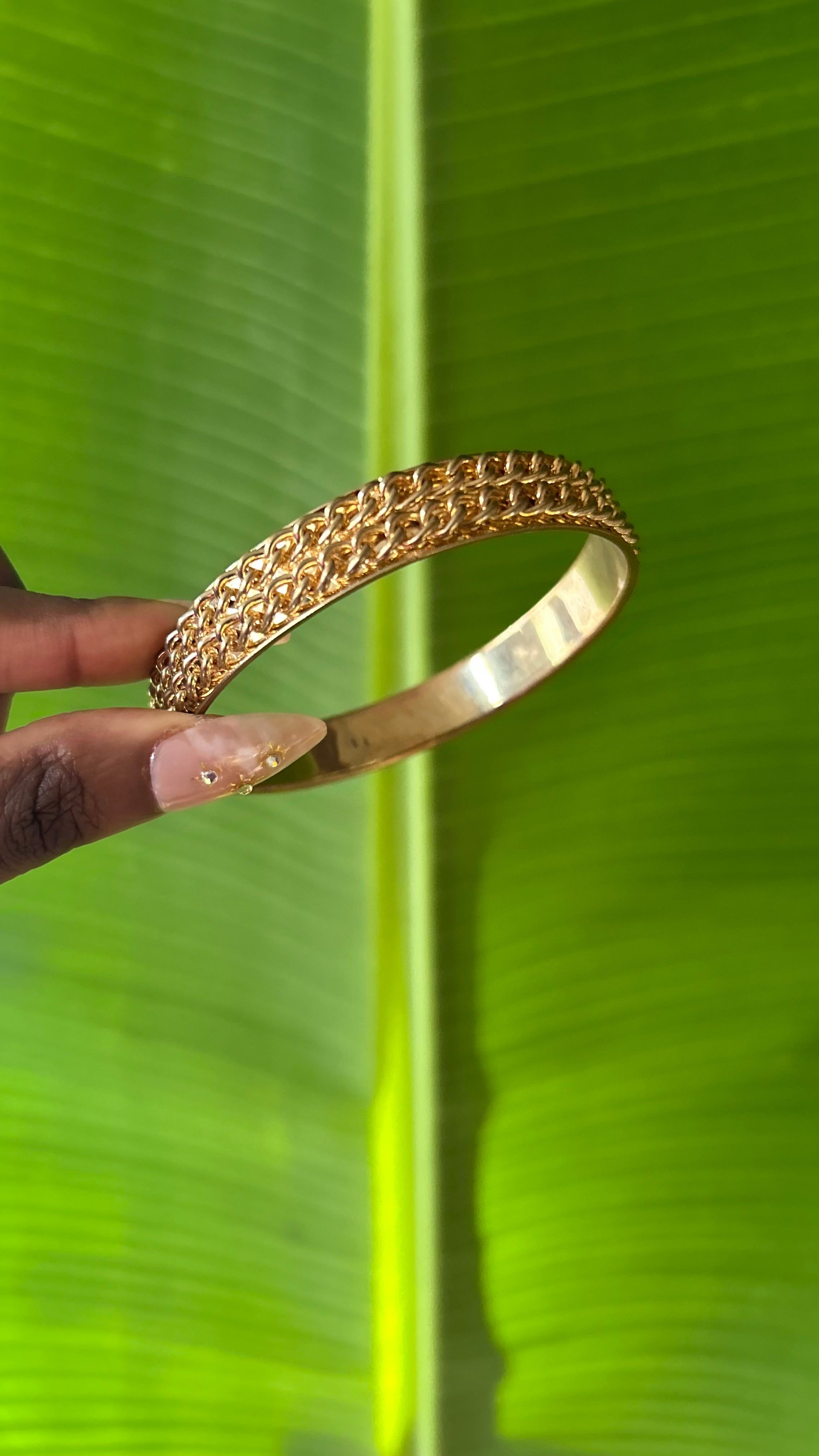 Gold chain bangle