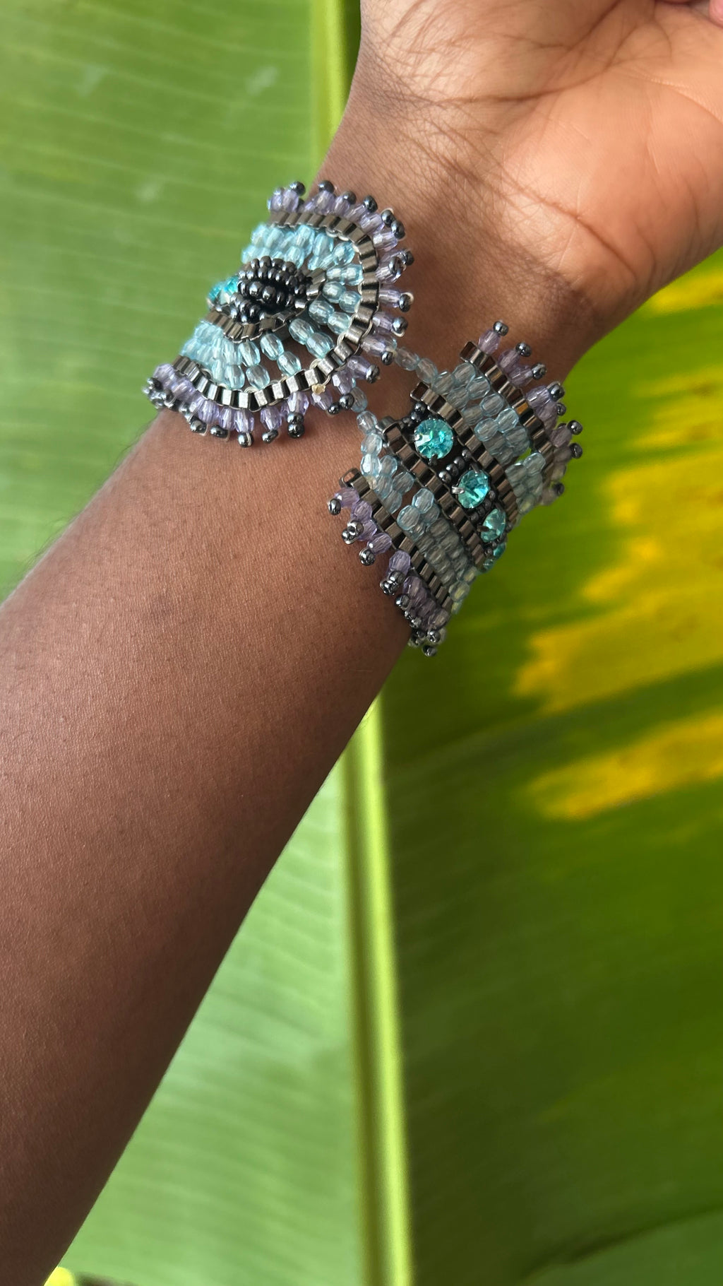 Aqua Beaded Wrap Bracelet