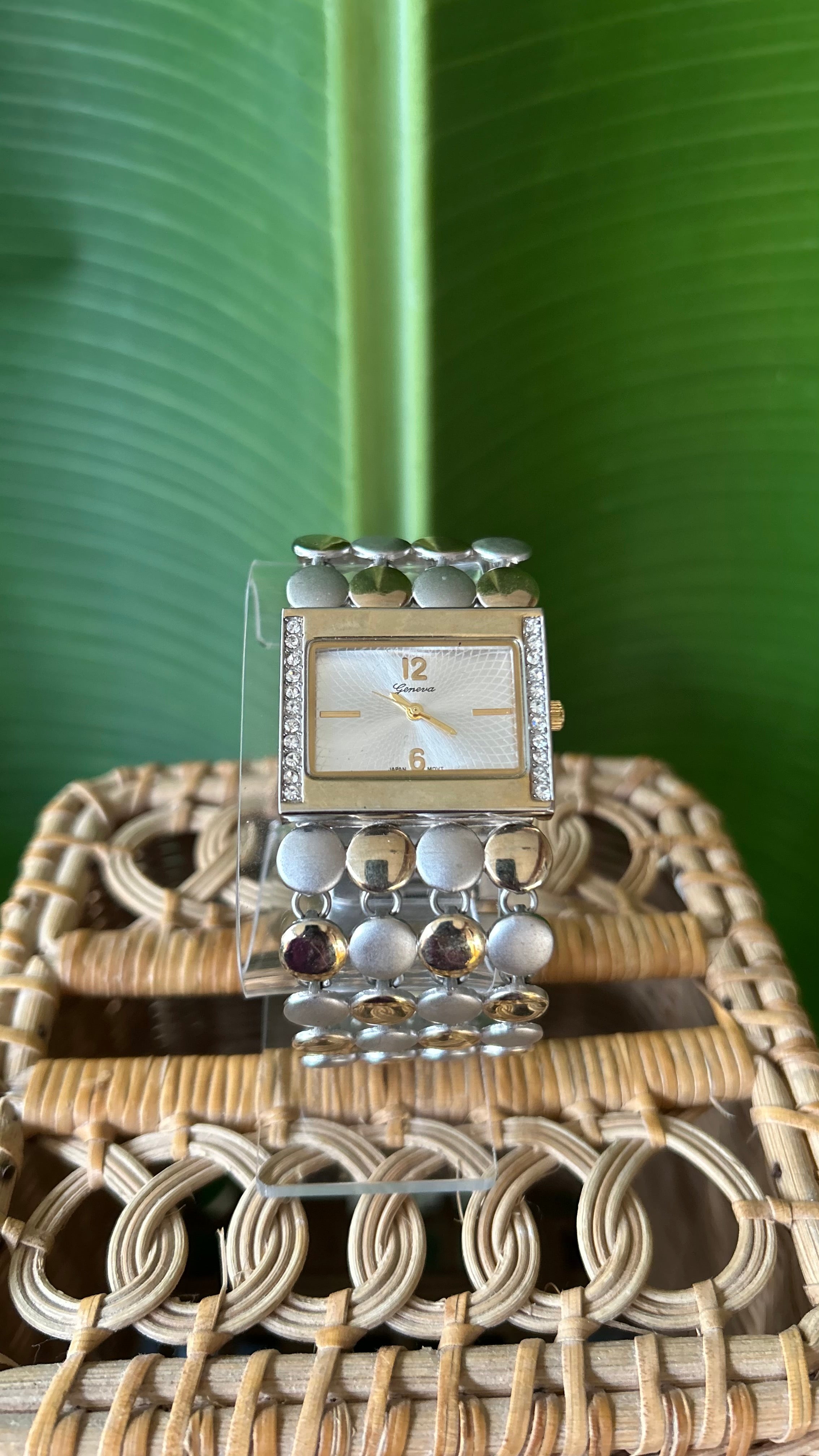 Geneva Chic Gold silver Disc Bracelet Watch