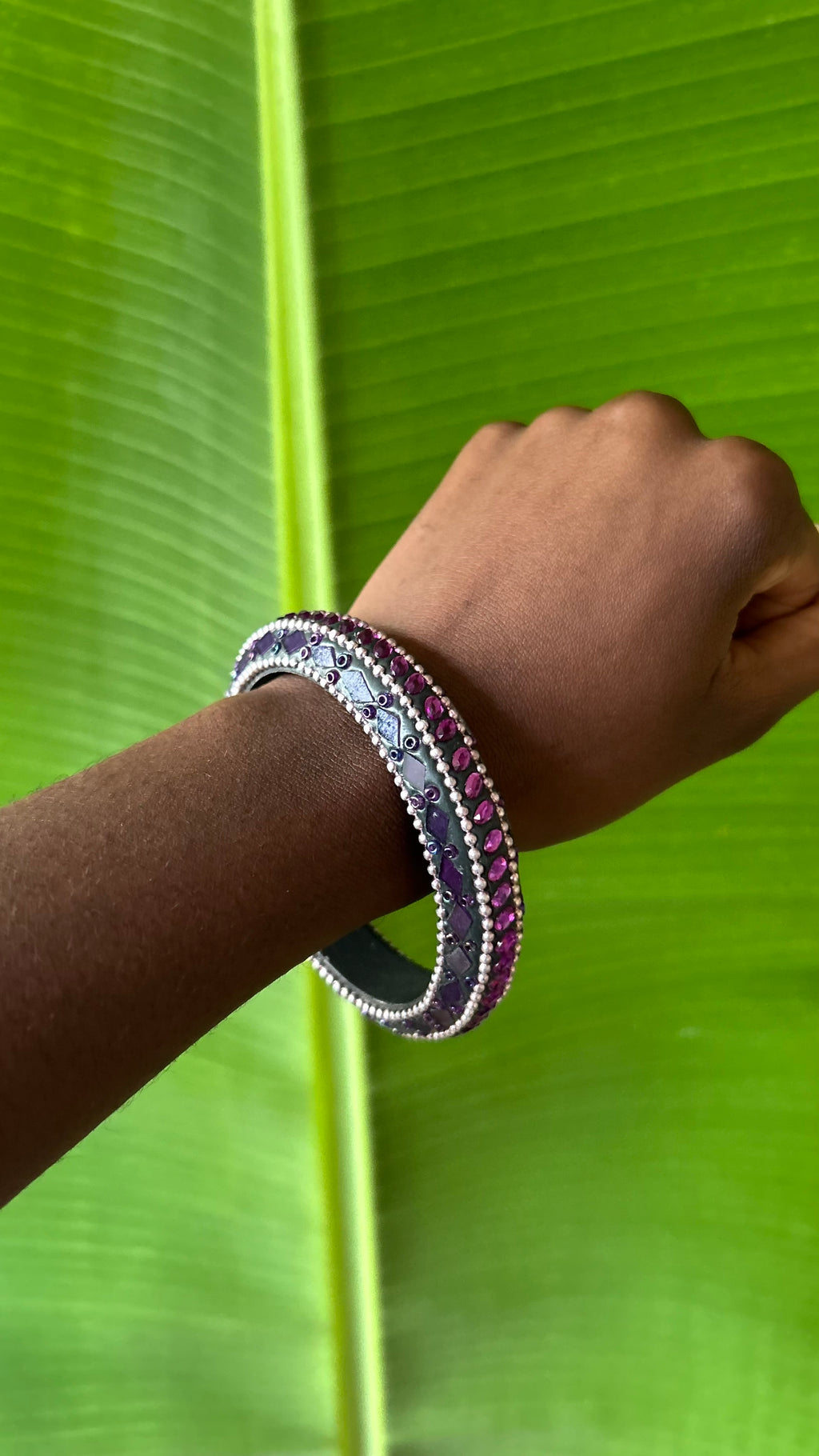 Purple beaded bangle