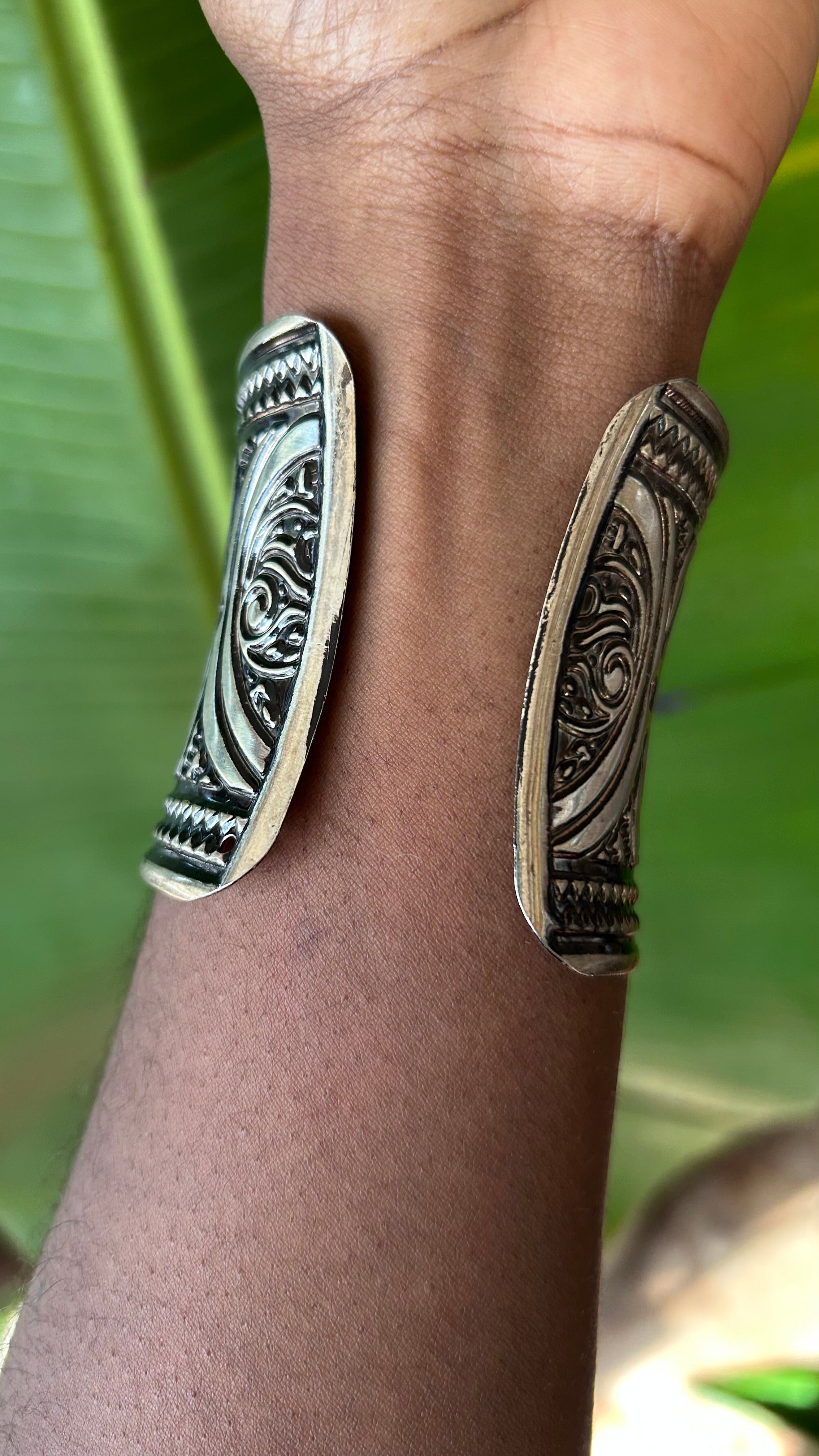 Bohemian Moonleaf silver adjustable Cuff