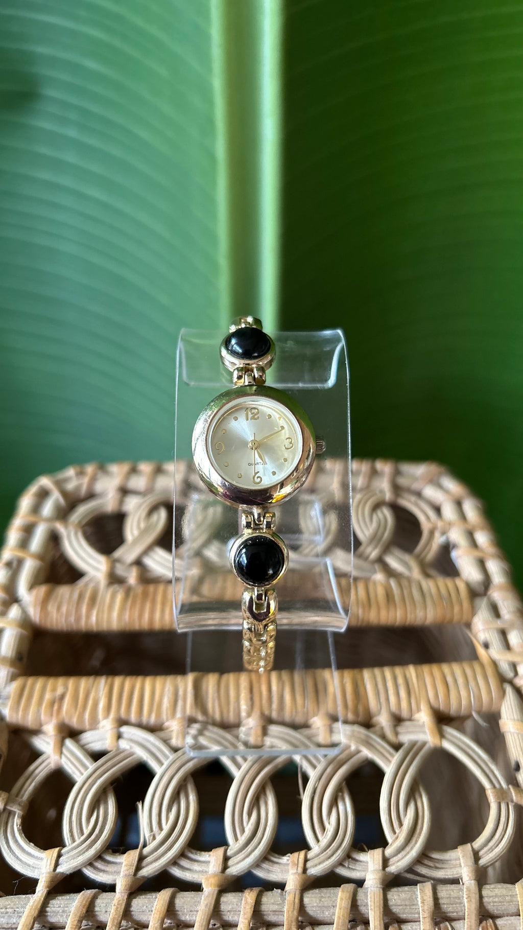 Vintage Gold Watch with Black Onyx stones