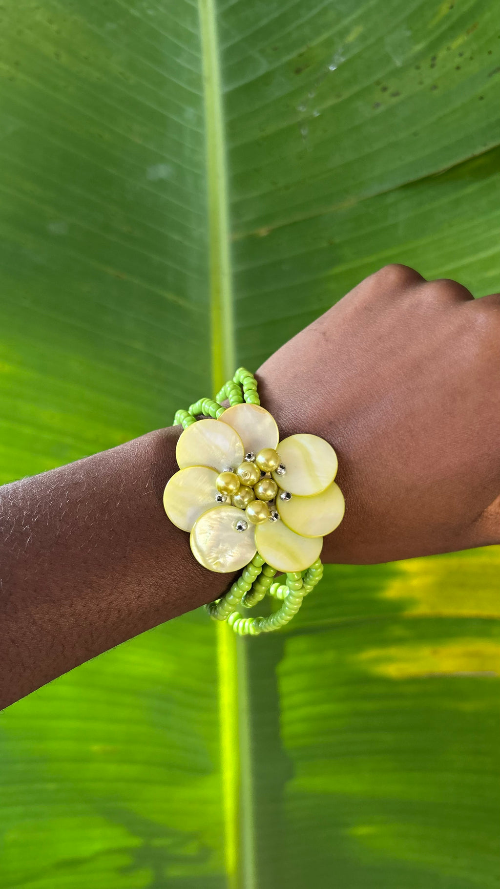 Mother of pearl floral fairy beaded bracelet